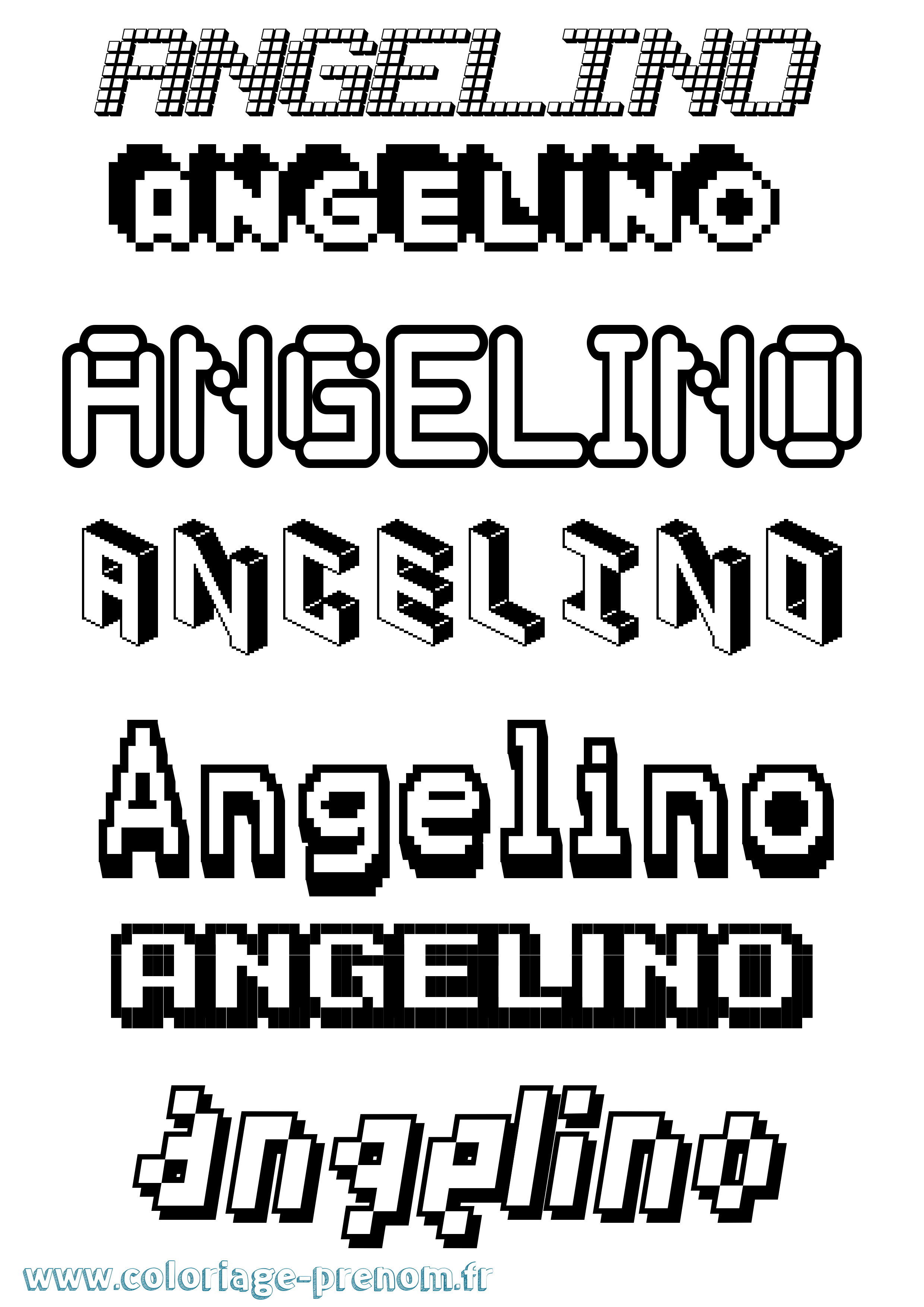 Coloriage prénom Angelino Pixel