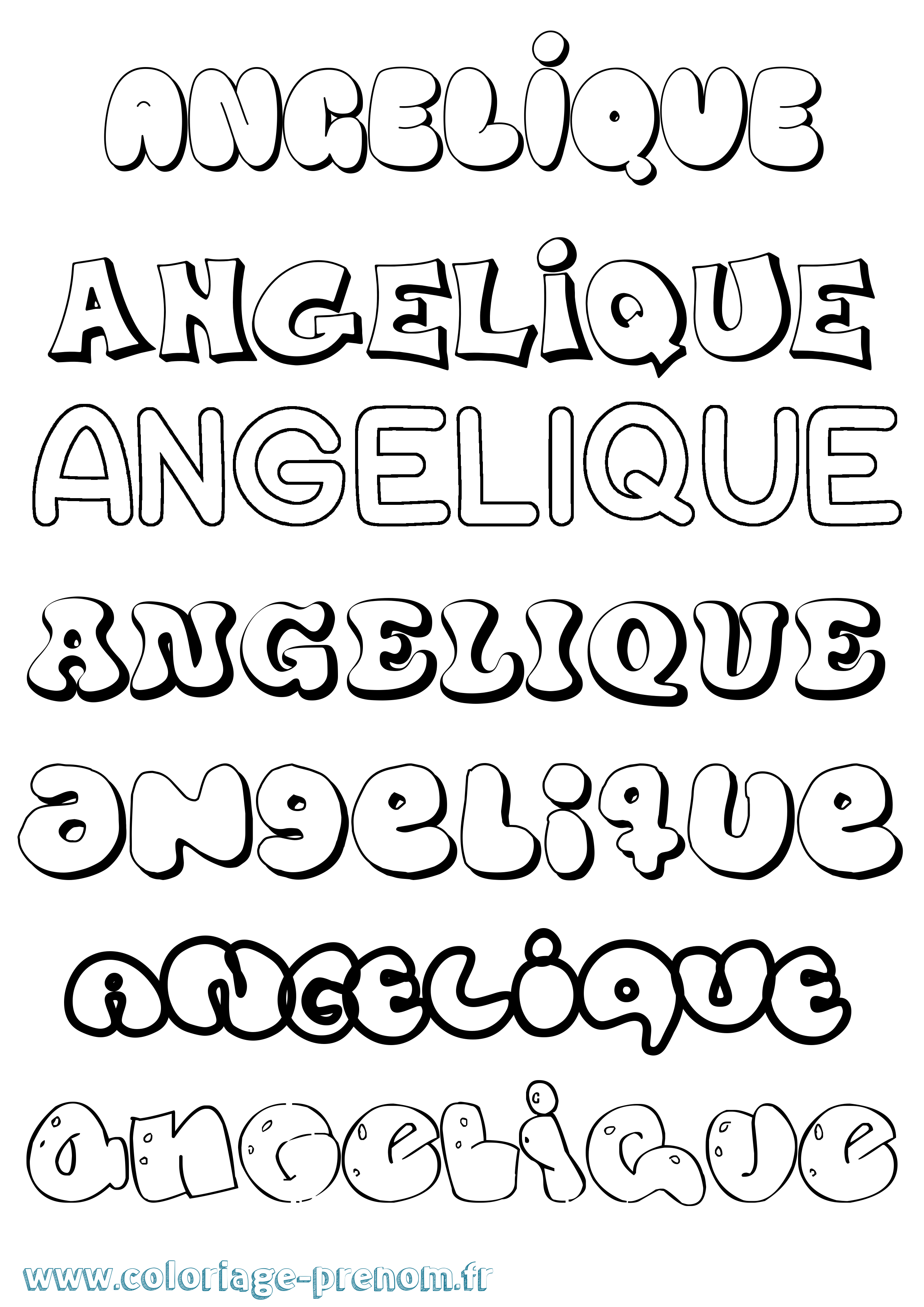 Coloriage prénom Angelique Bubble