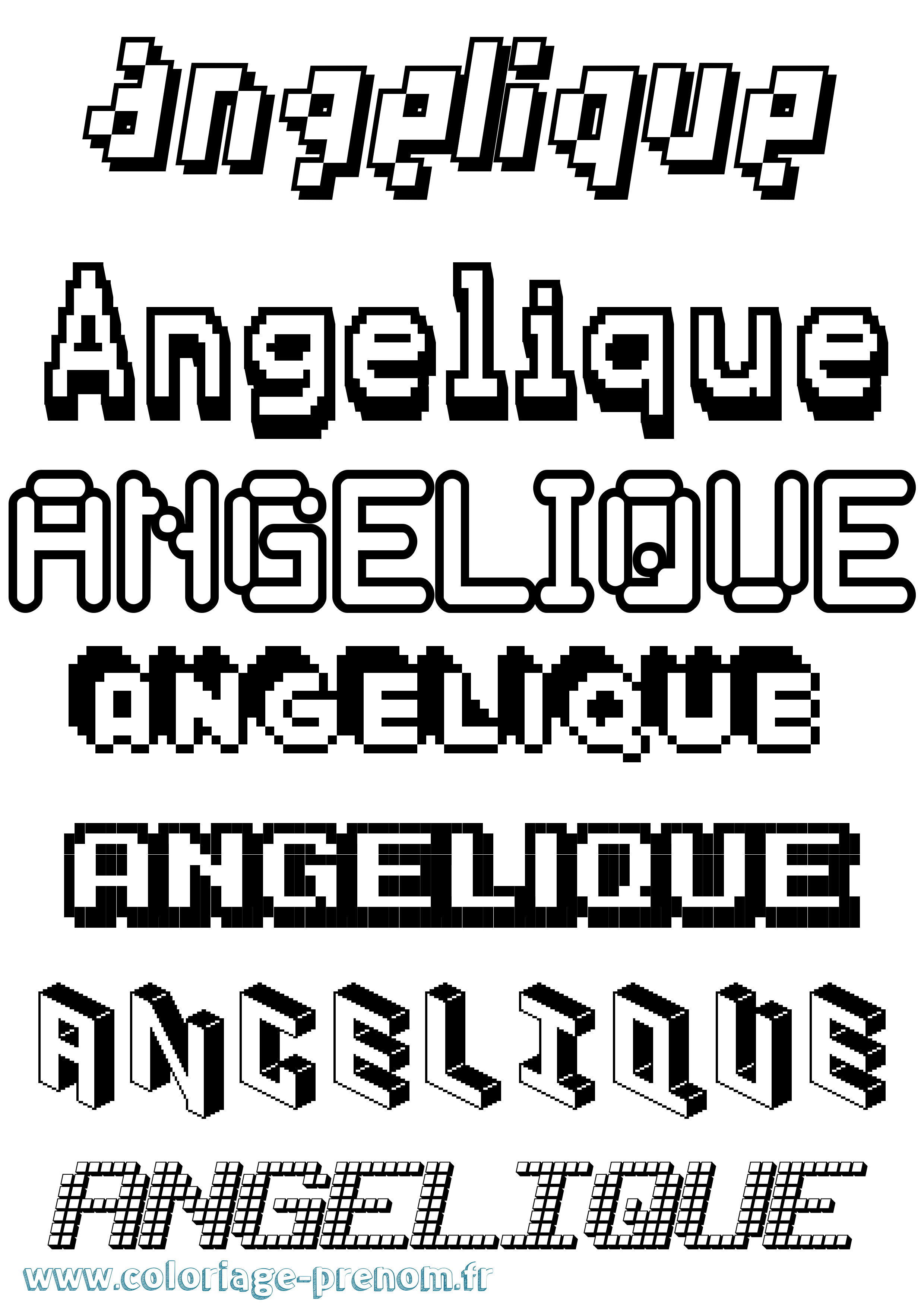 Coloriage prénom Angelique Pixel
