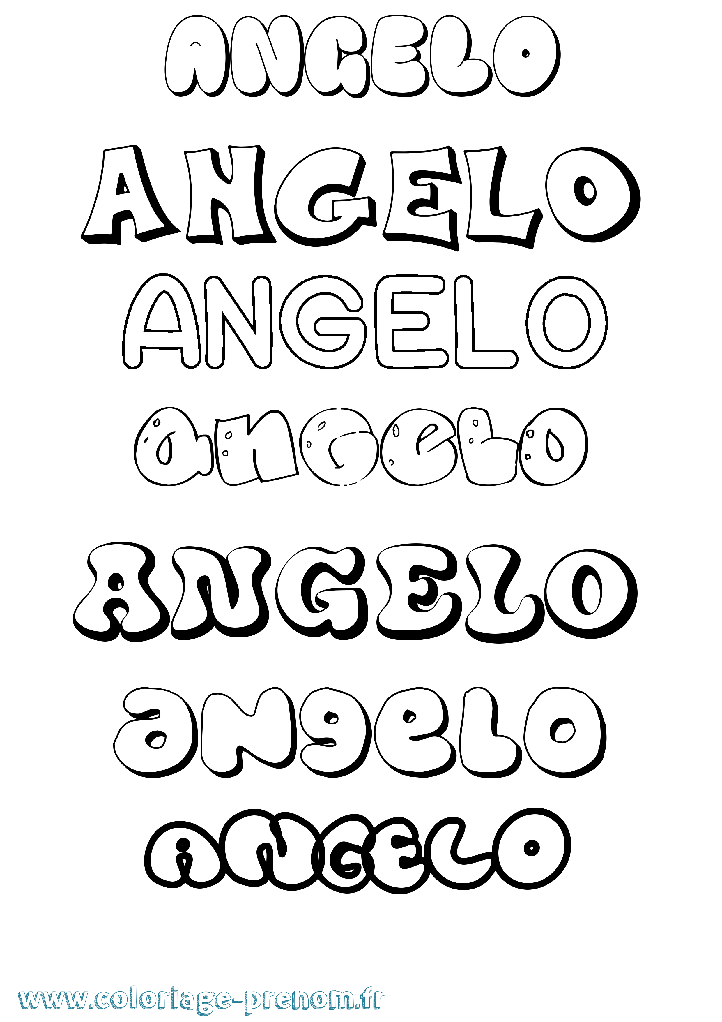 Coloriage prénom Angelo Bubble
