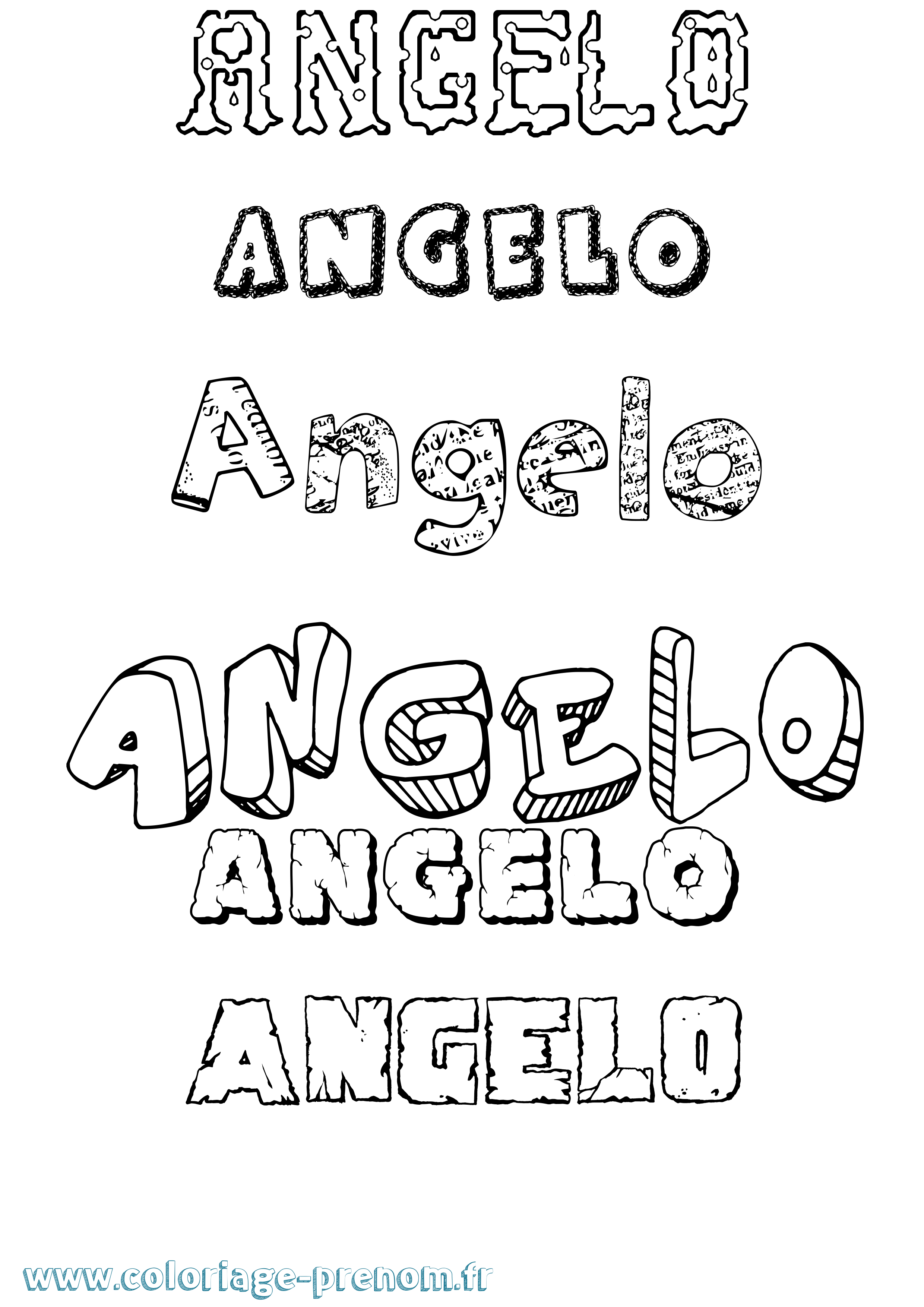 Coloriage prénom Angelo Destructuré
