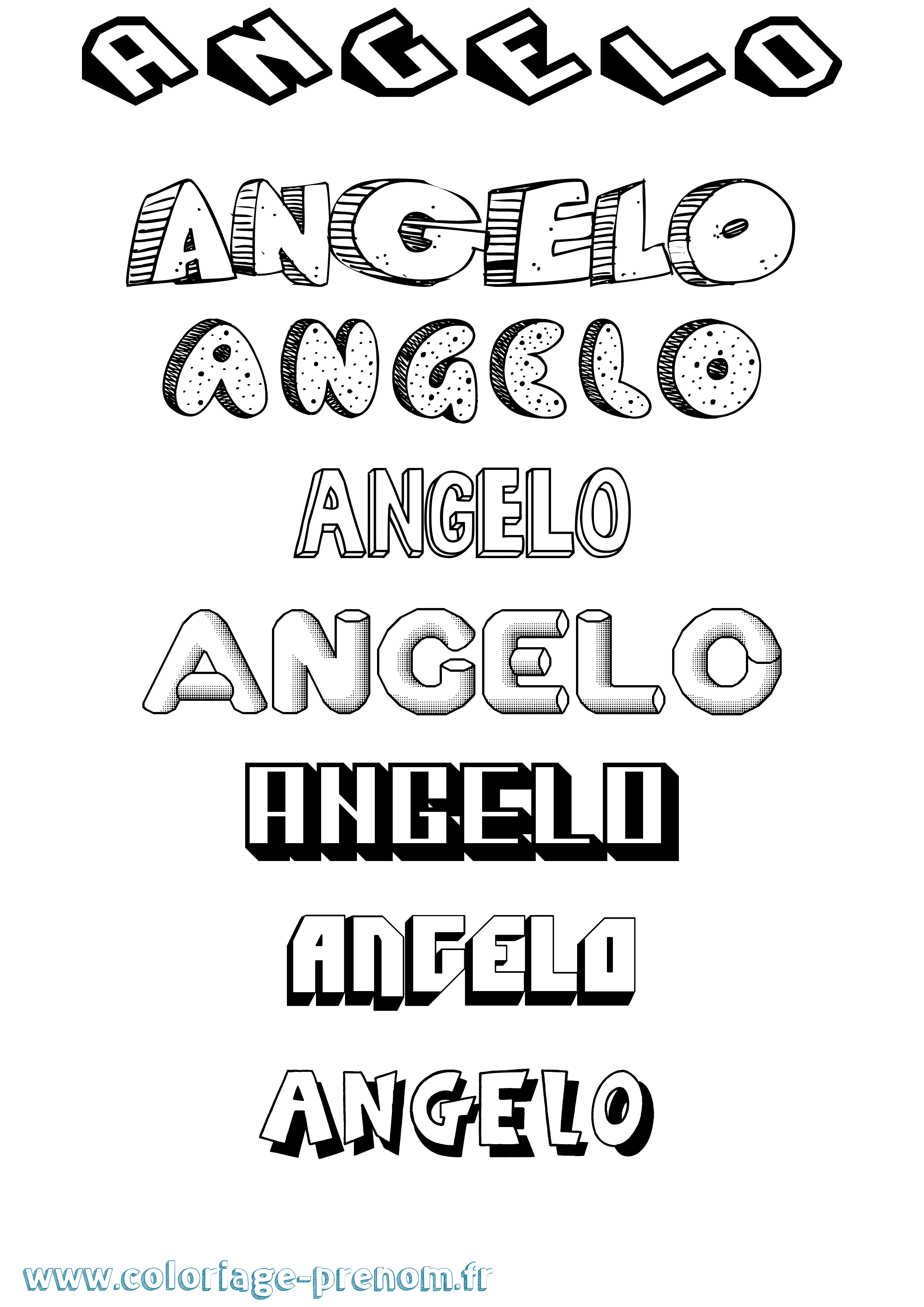 Coloriage prénom Angelo Effet 3D