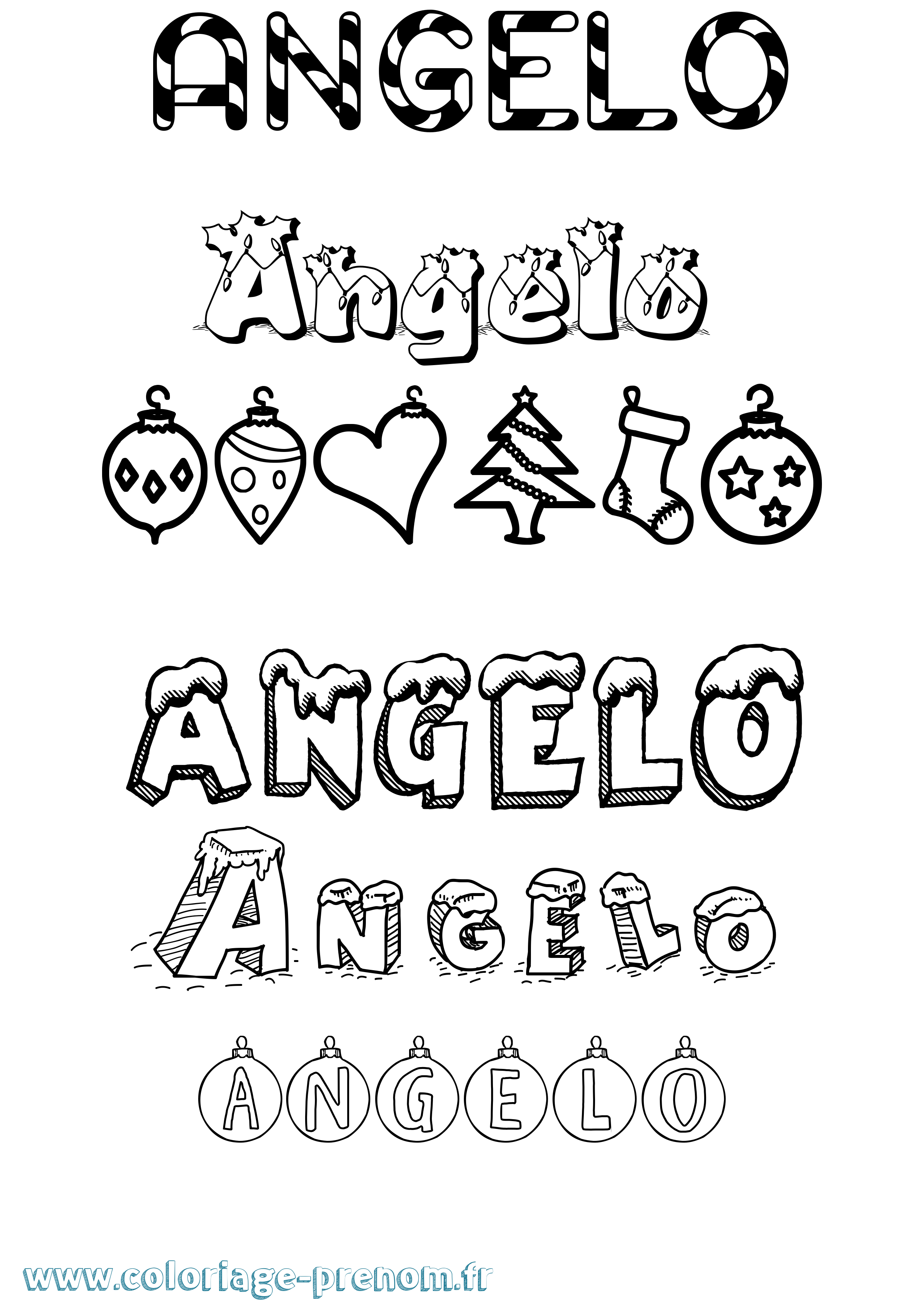 Coloriage prénom Angelo Noël