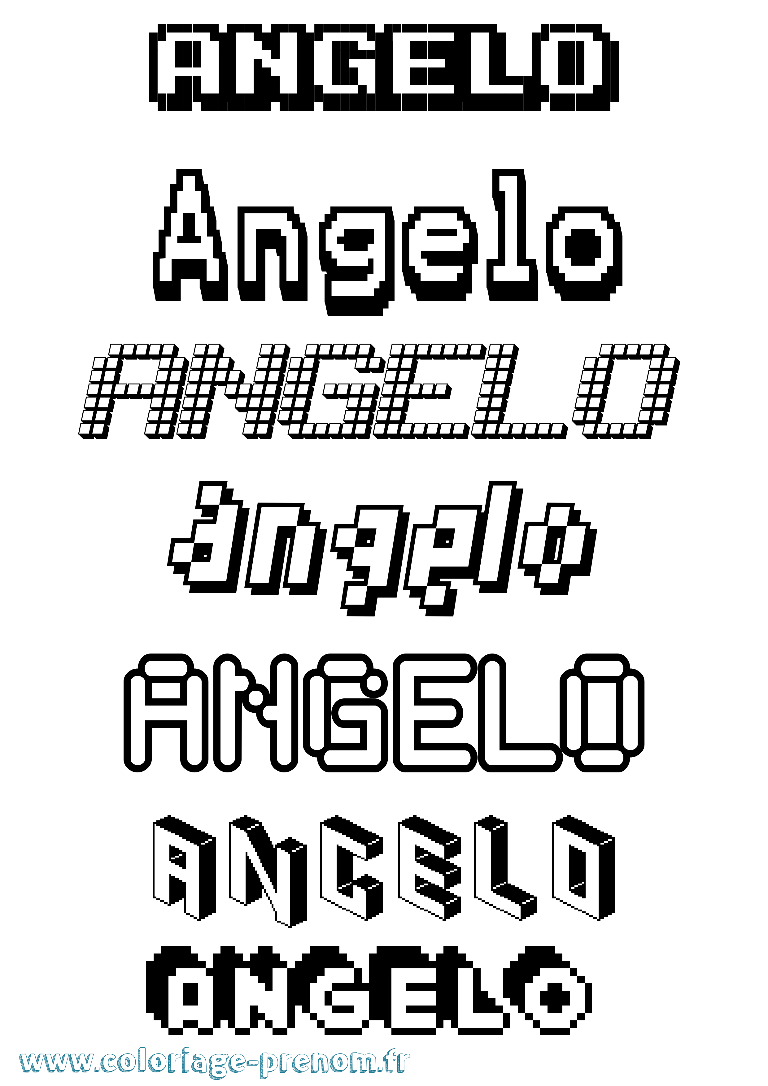 Coloriage prénom Angelo Pixel