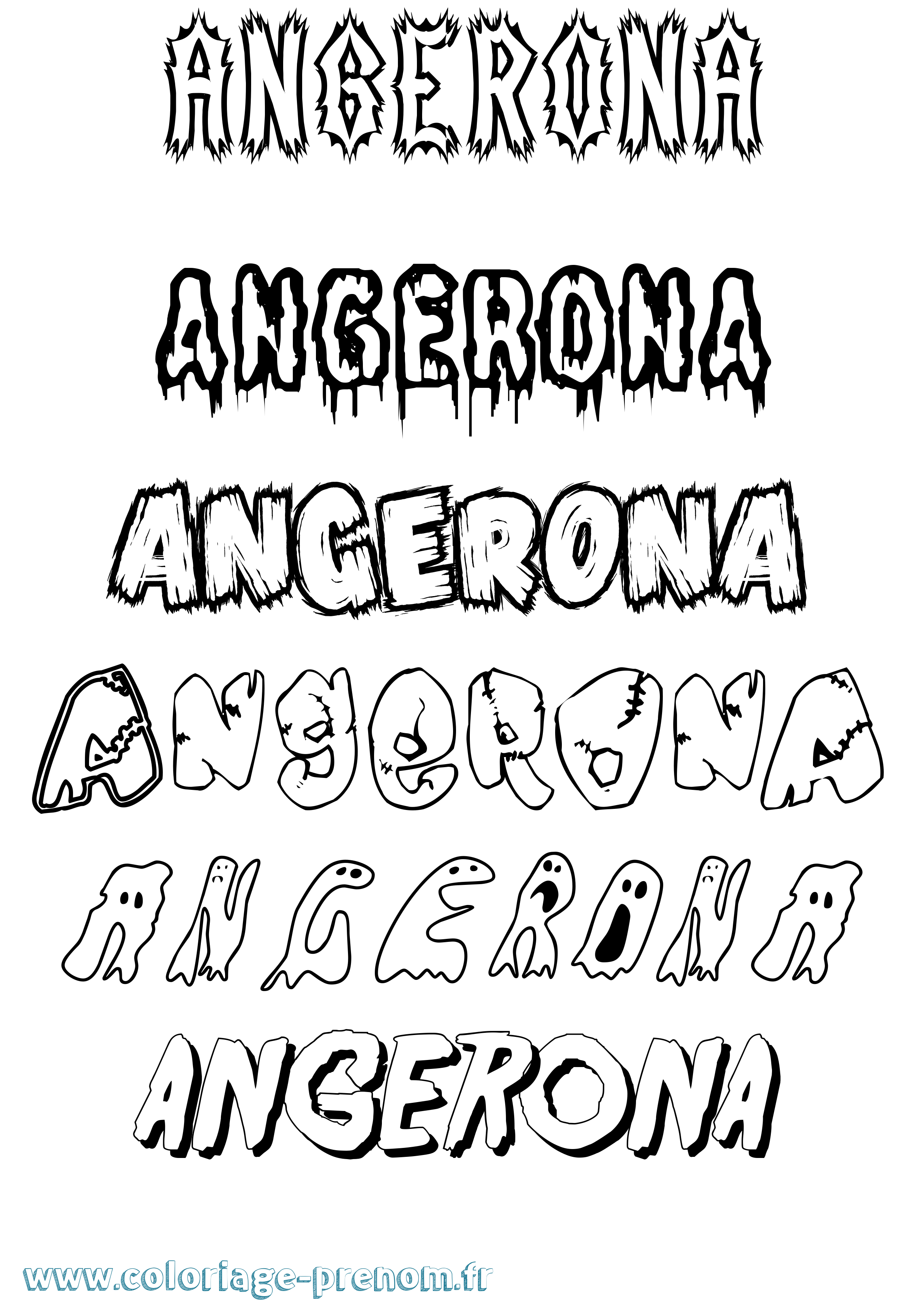Coloriage prénom Angerona Frisson