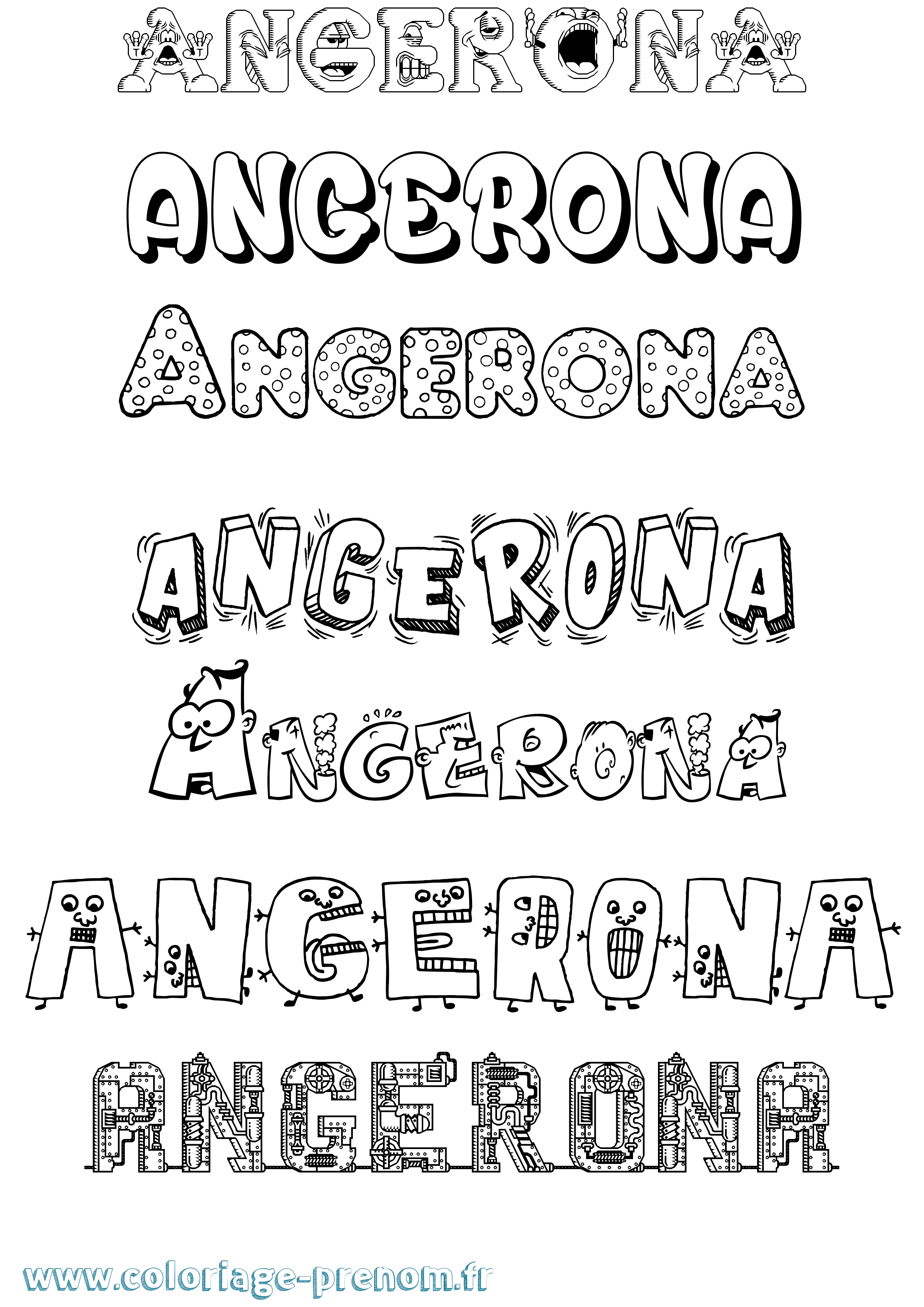 Coloriage prénom Angerona Fun