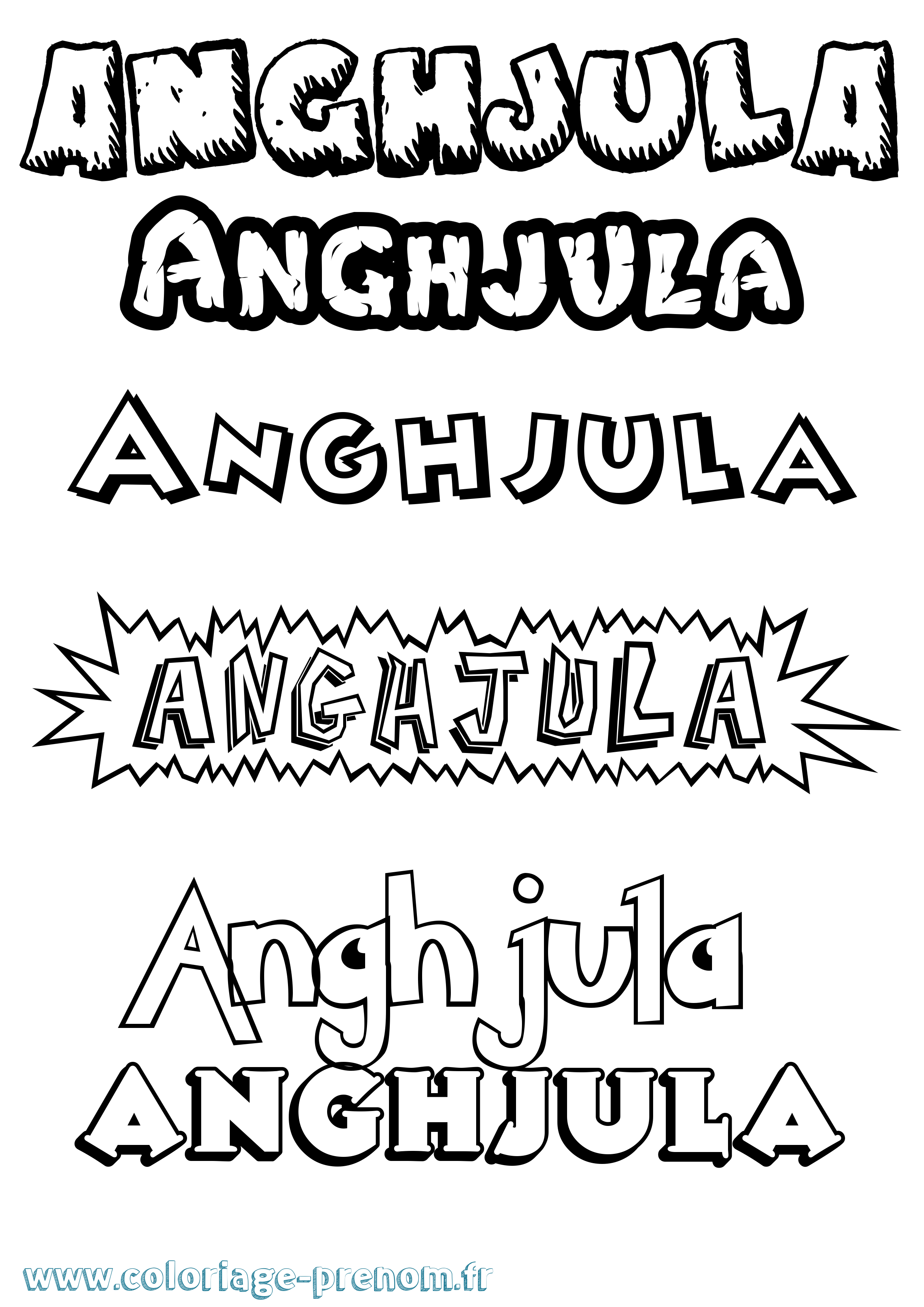 Coloriage prénom Anghjula Dessin Animé