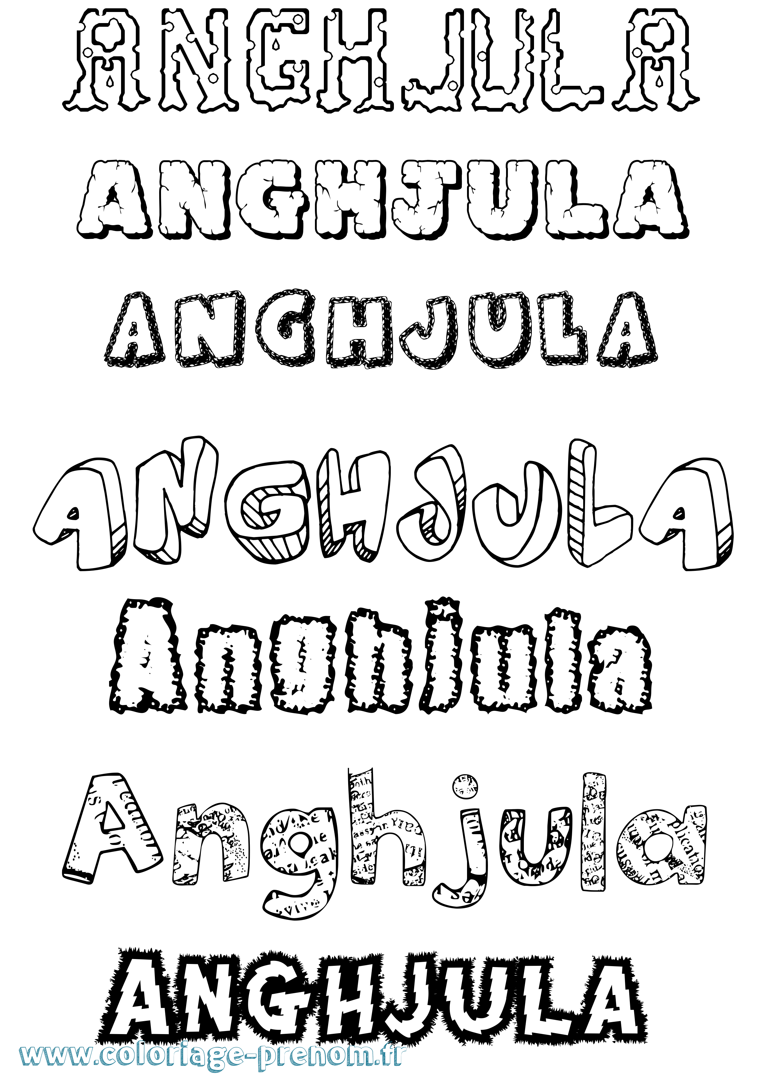 Coloriage prénom Anghjula Destructuré