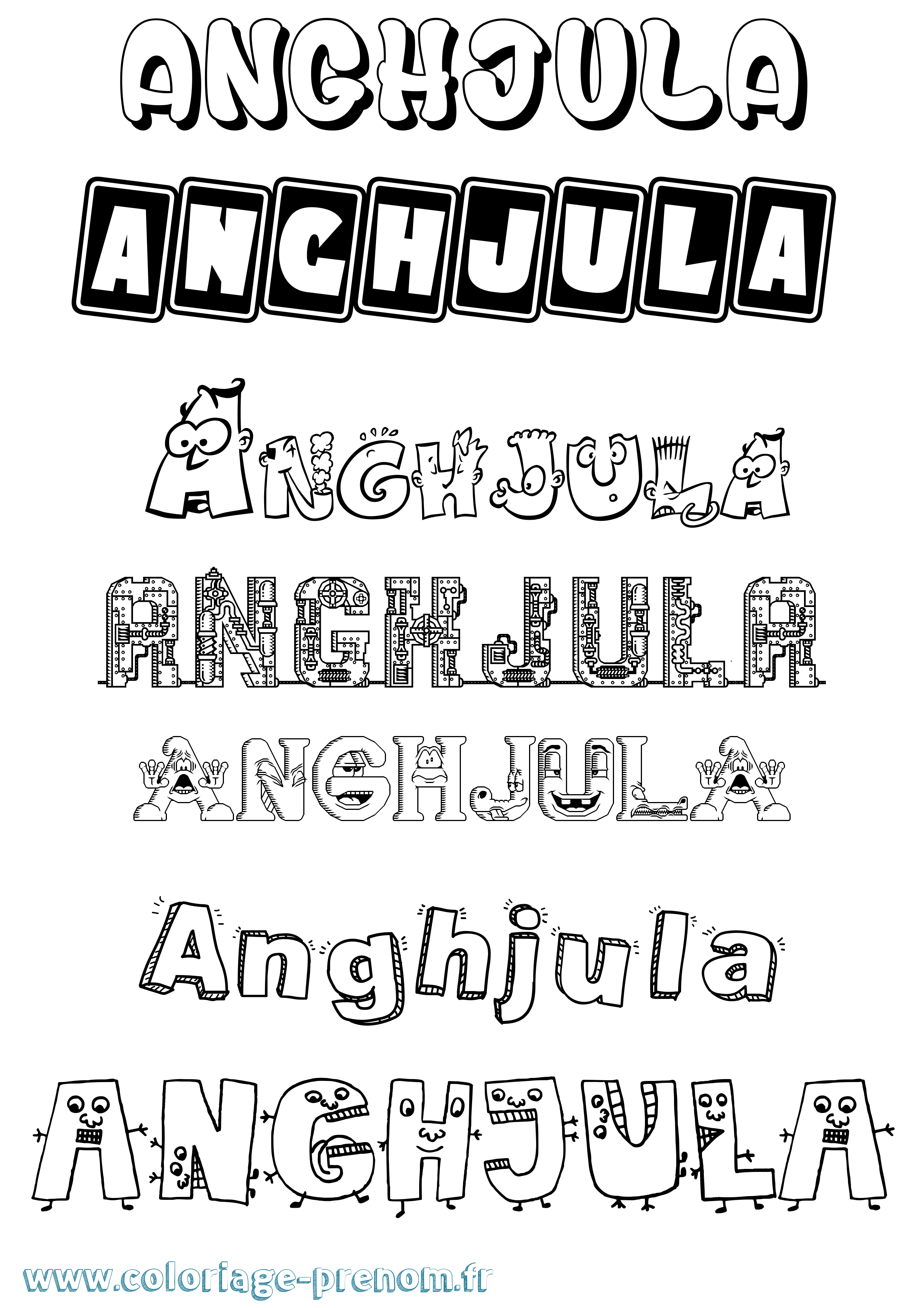 Coloriage prénom Anghjula Fun