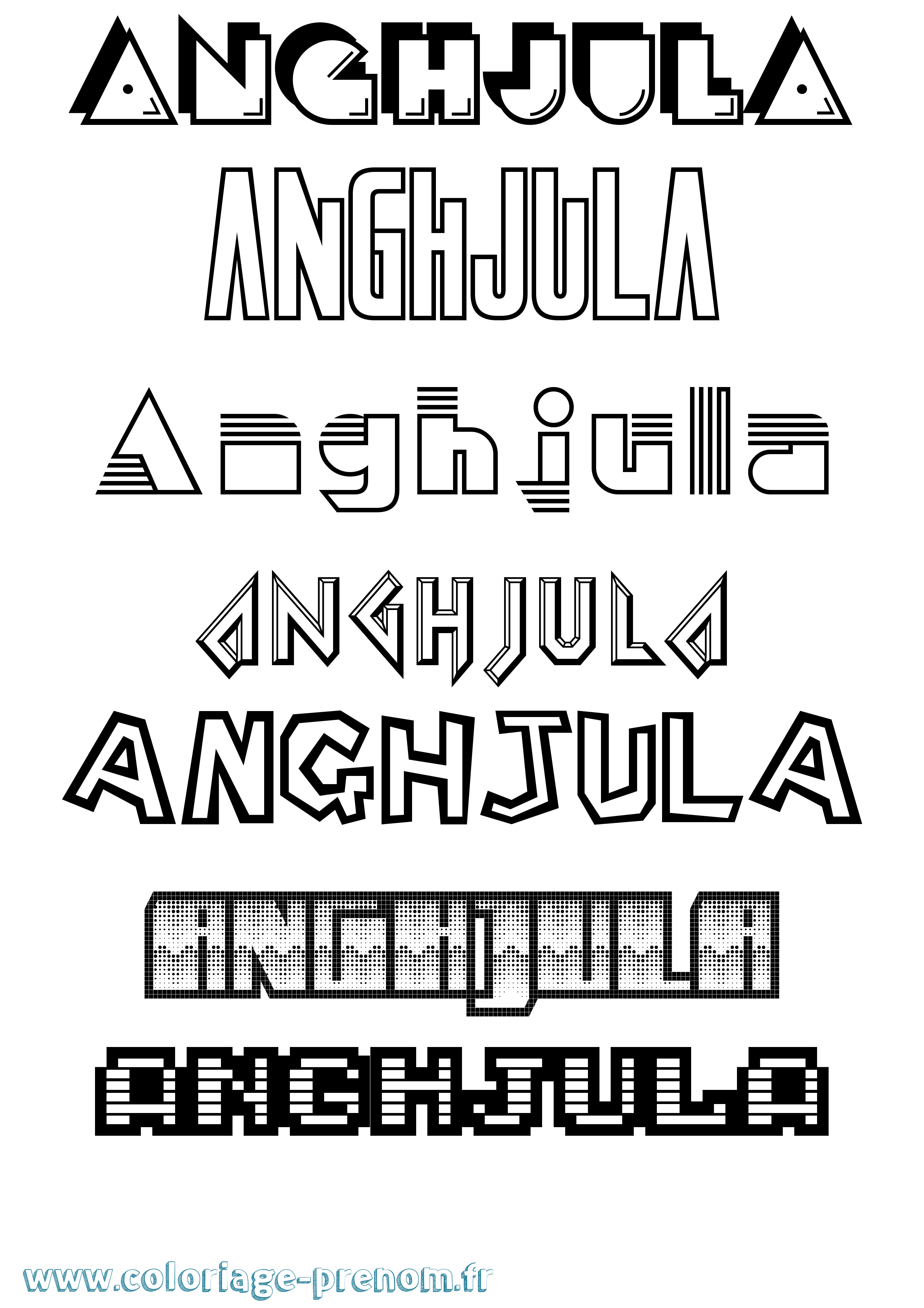Coloriage prénom Anghjula Jeux Vidéos