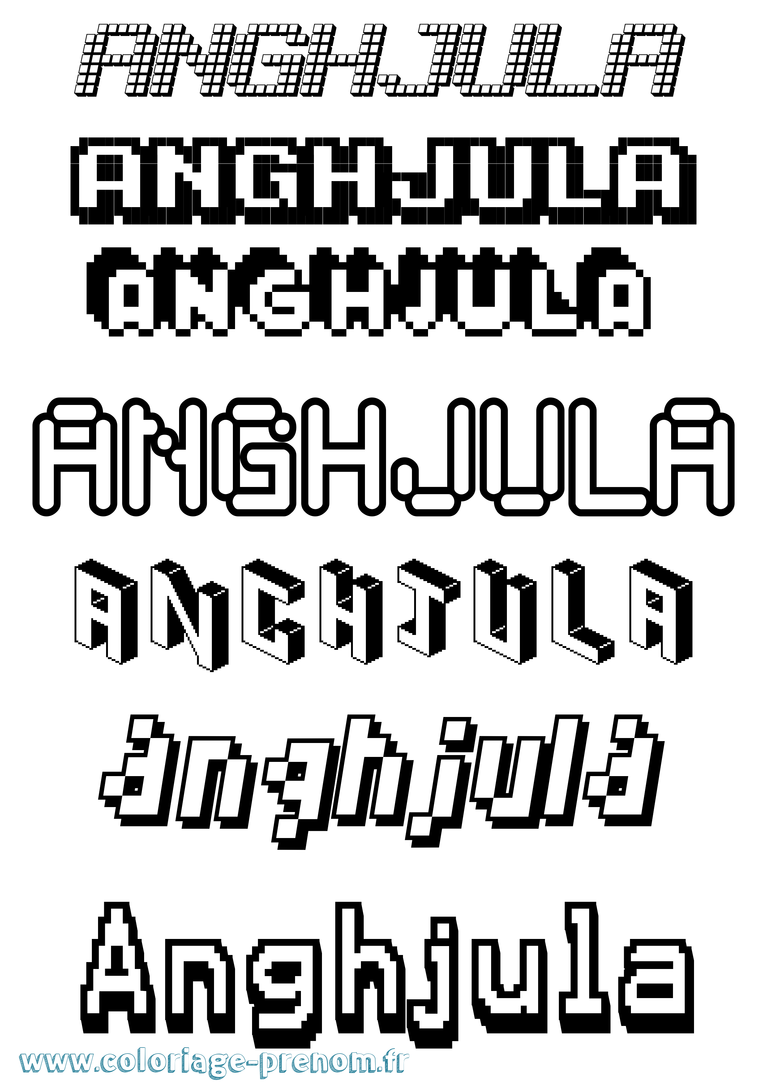 Coloriage prénom Anghjula Pixel
