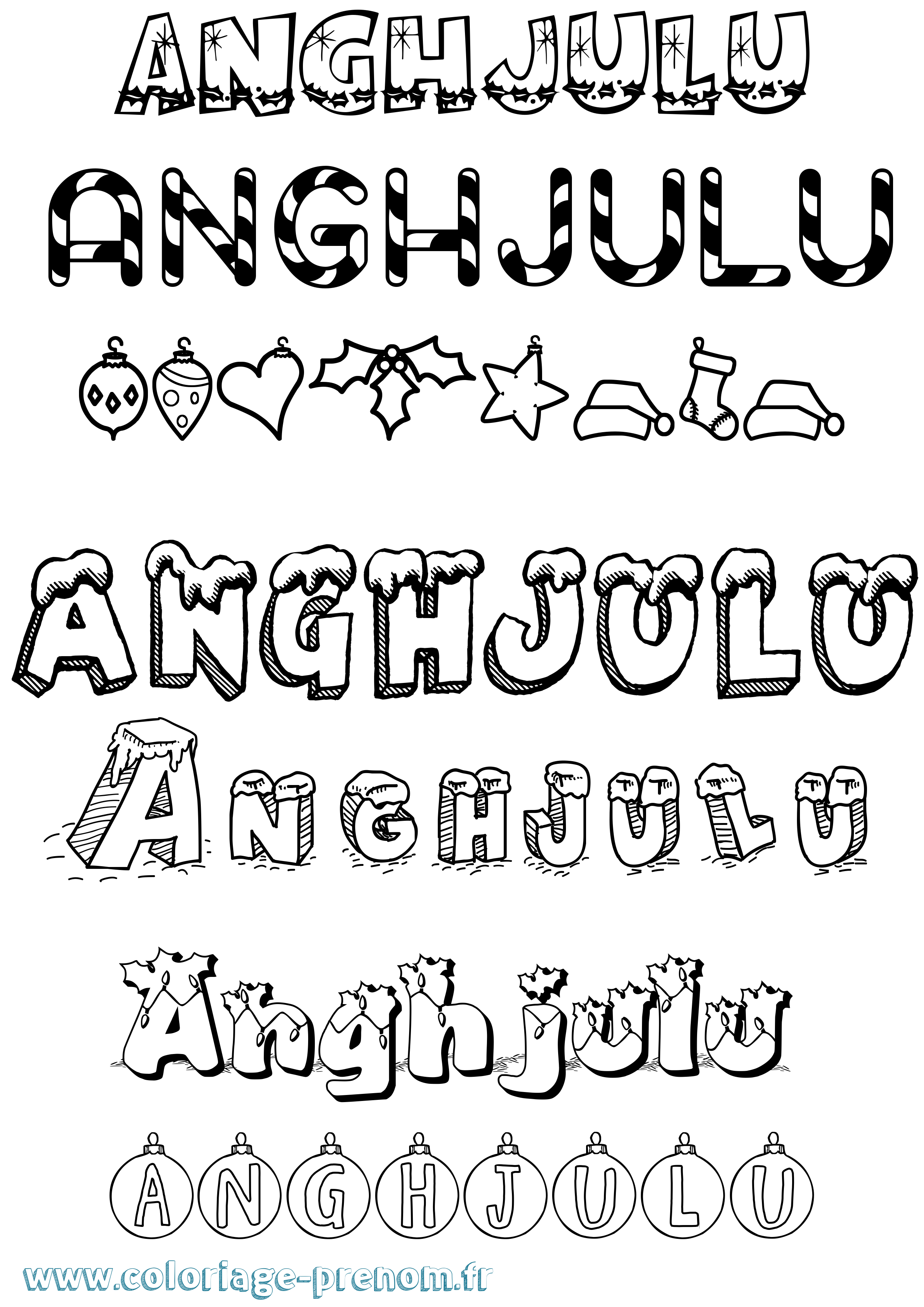 Coloriage prénom Anghjulu Noël