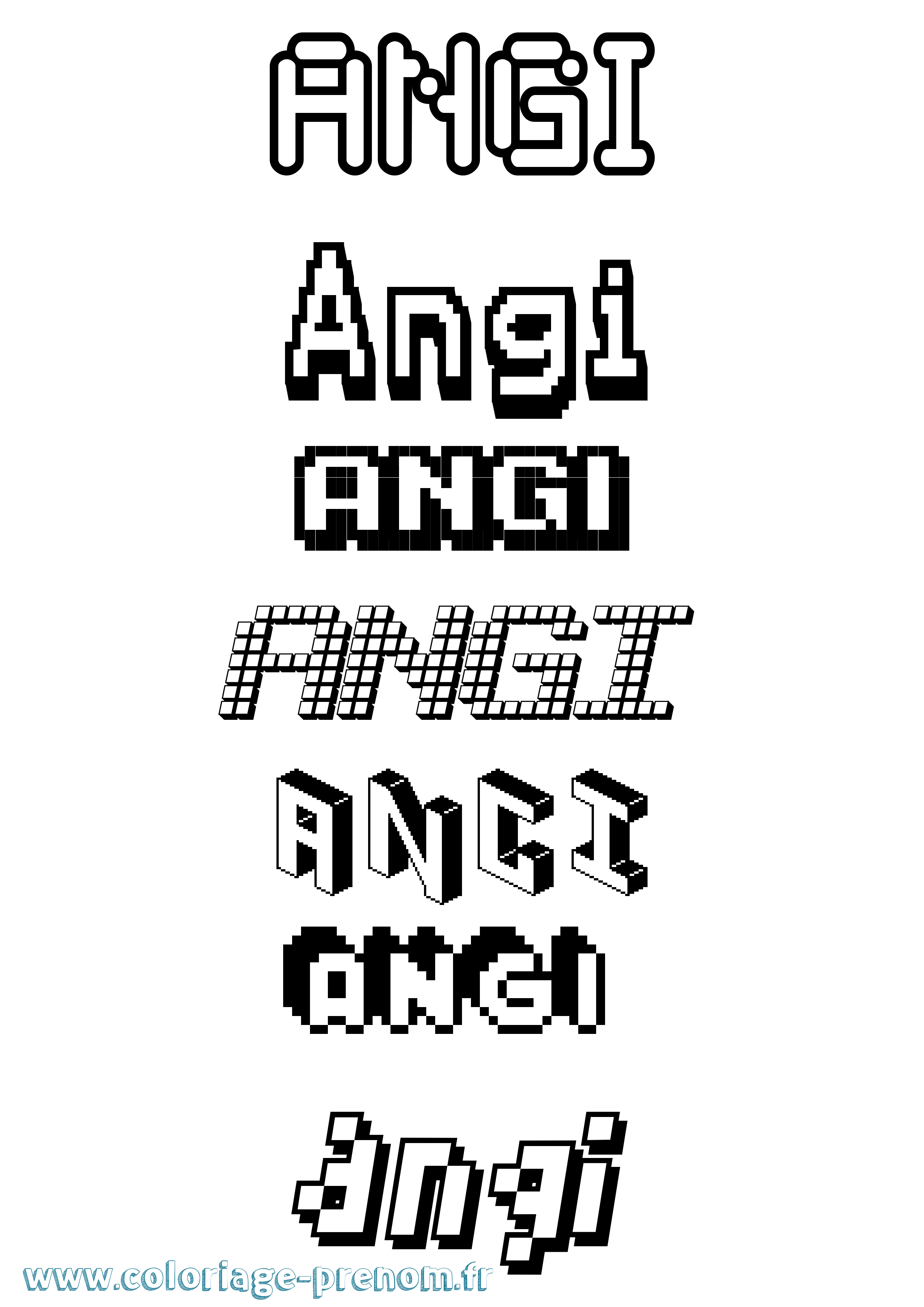 Coloriage prénom Angi Pixel