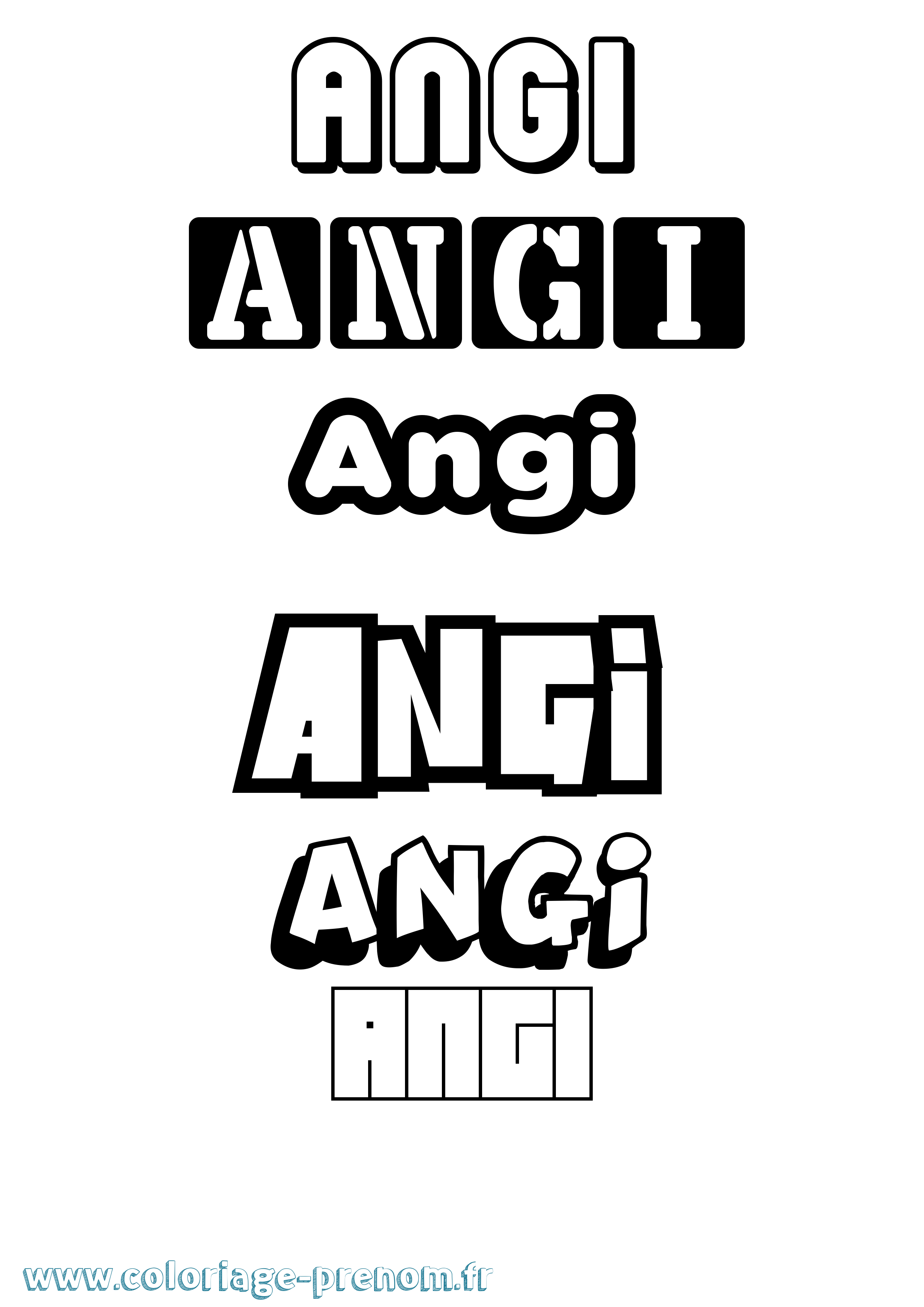 Coloriage prénom Angi Simple