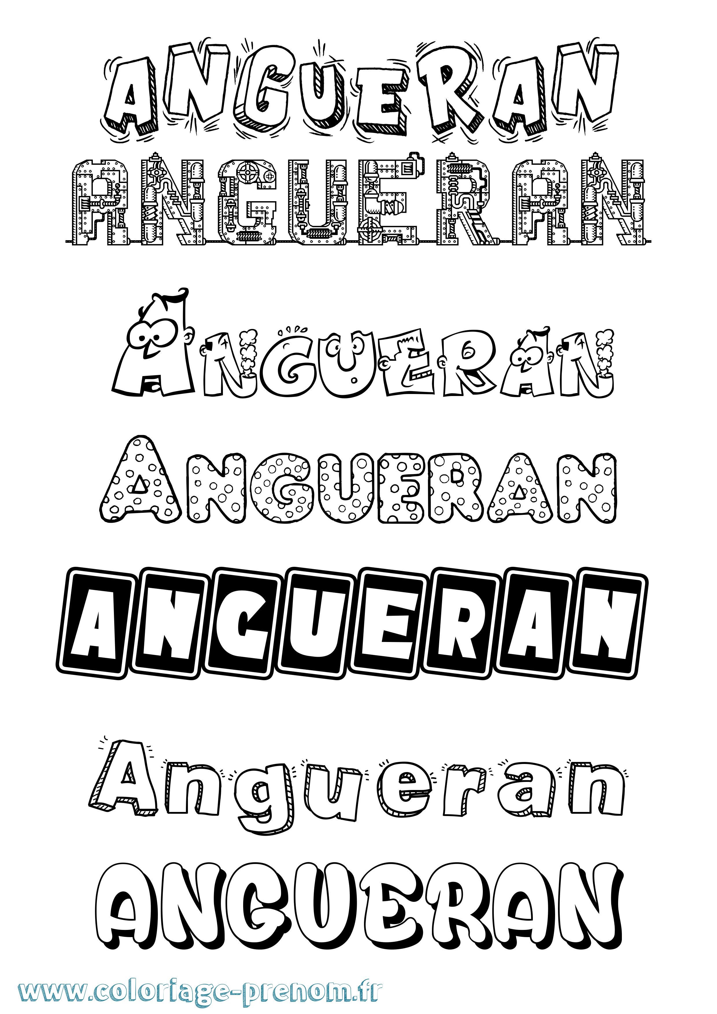 Coloriage prénom Angueran Fun