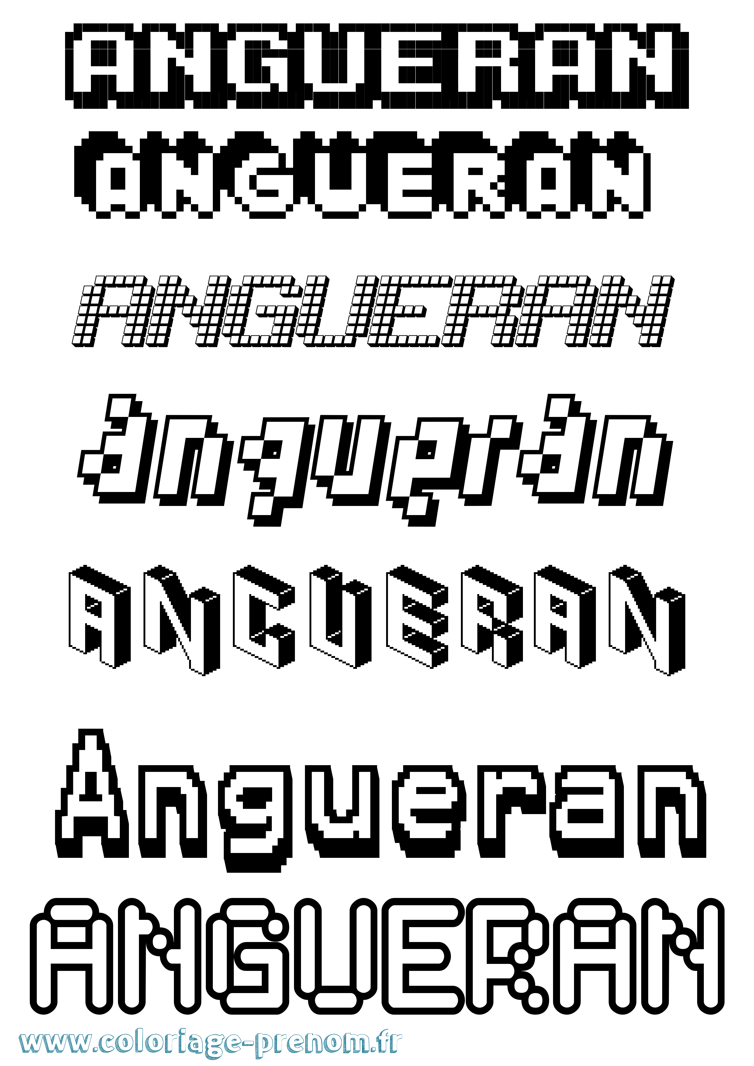 Coloriage prénom Angueran Pixel