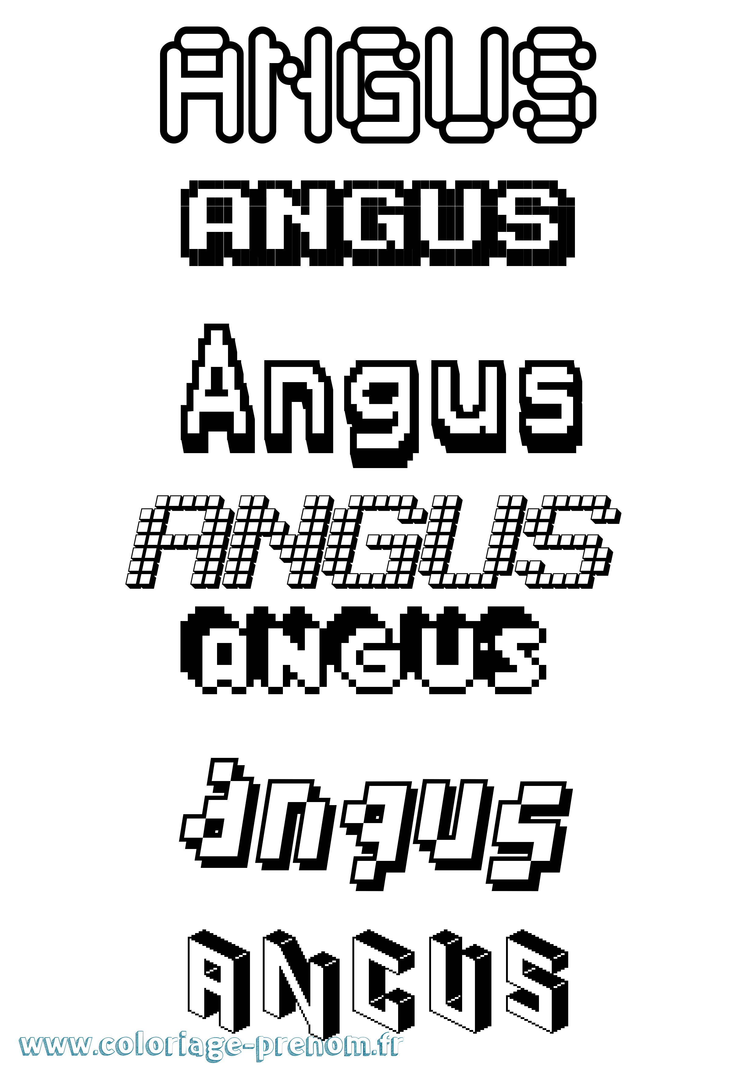 Coloriage prénom Angus Pixel