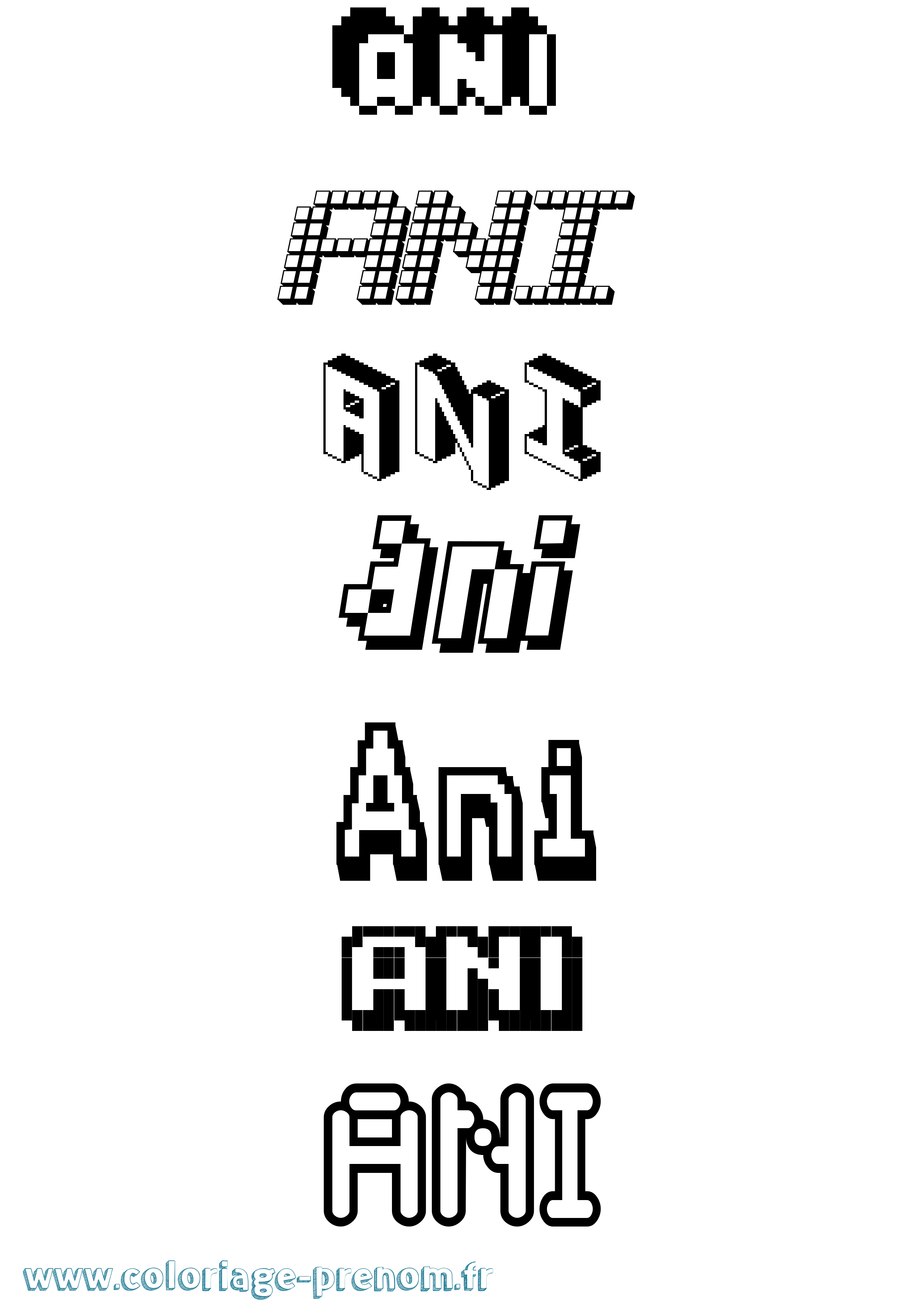 Coloriage prénom Ani Pixel