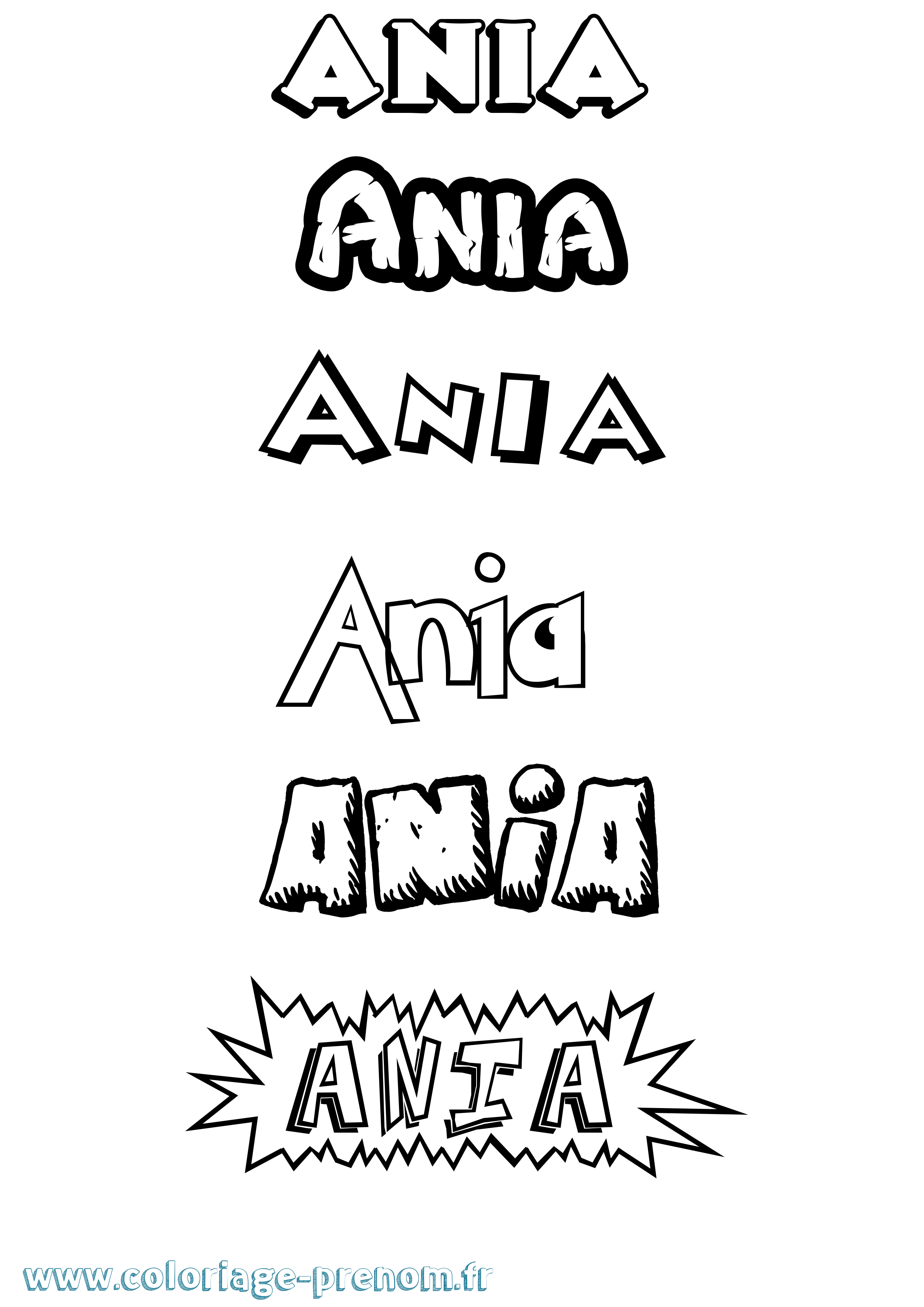Coloriage prénom Ania Dessin Animé