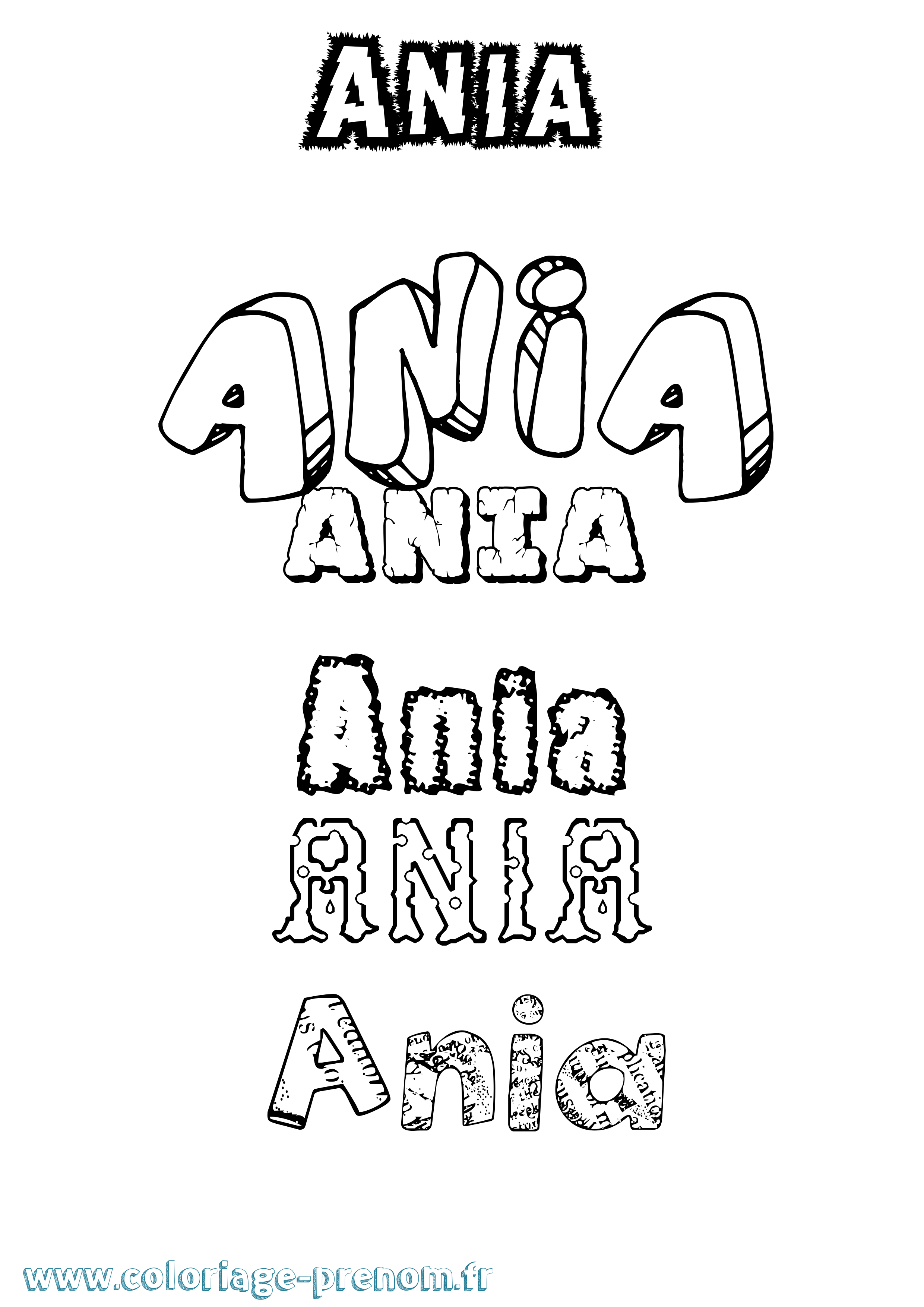 Coloriage prénom Ania Destructuré