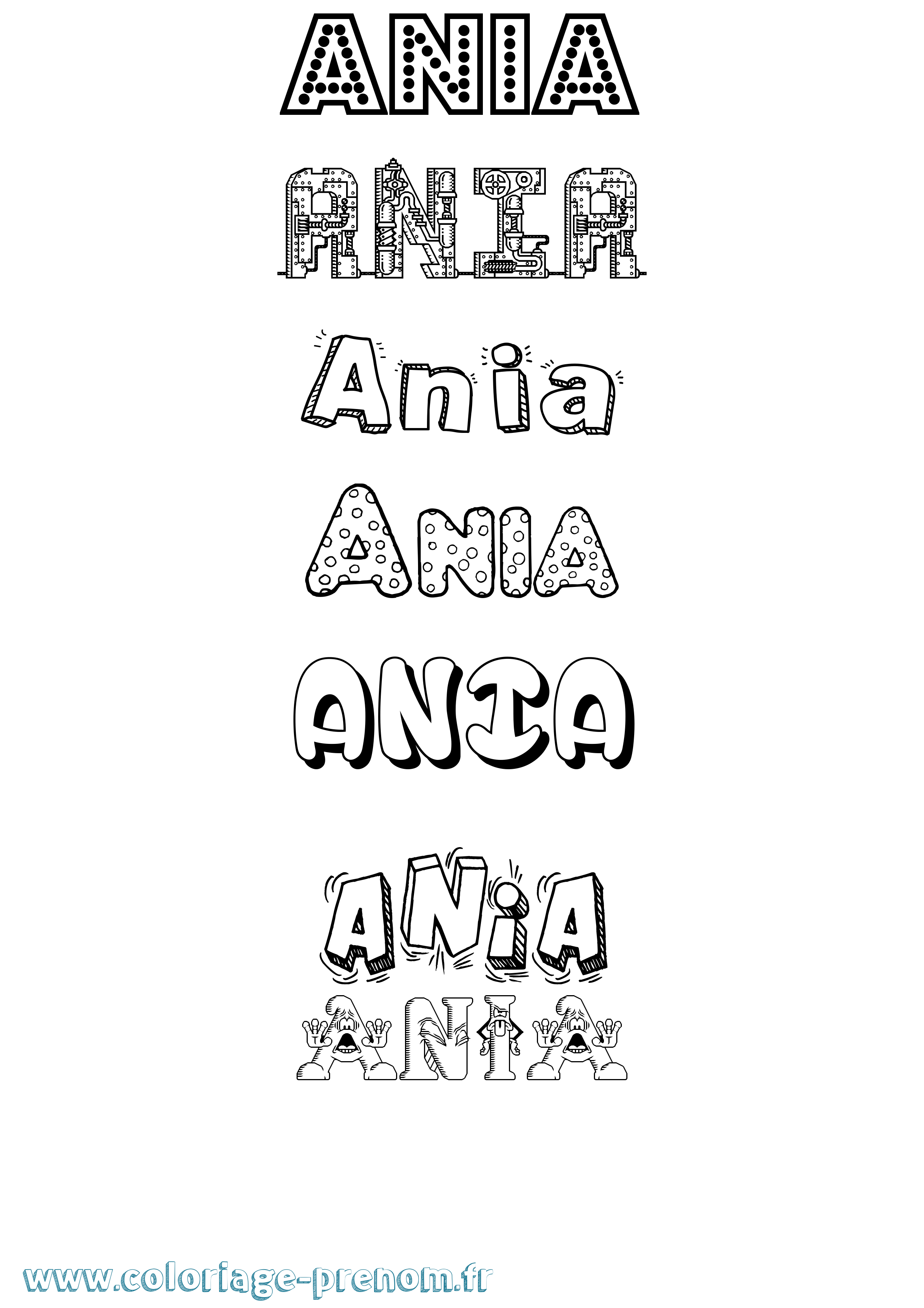 Coloriage prénom Ania Fun