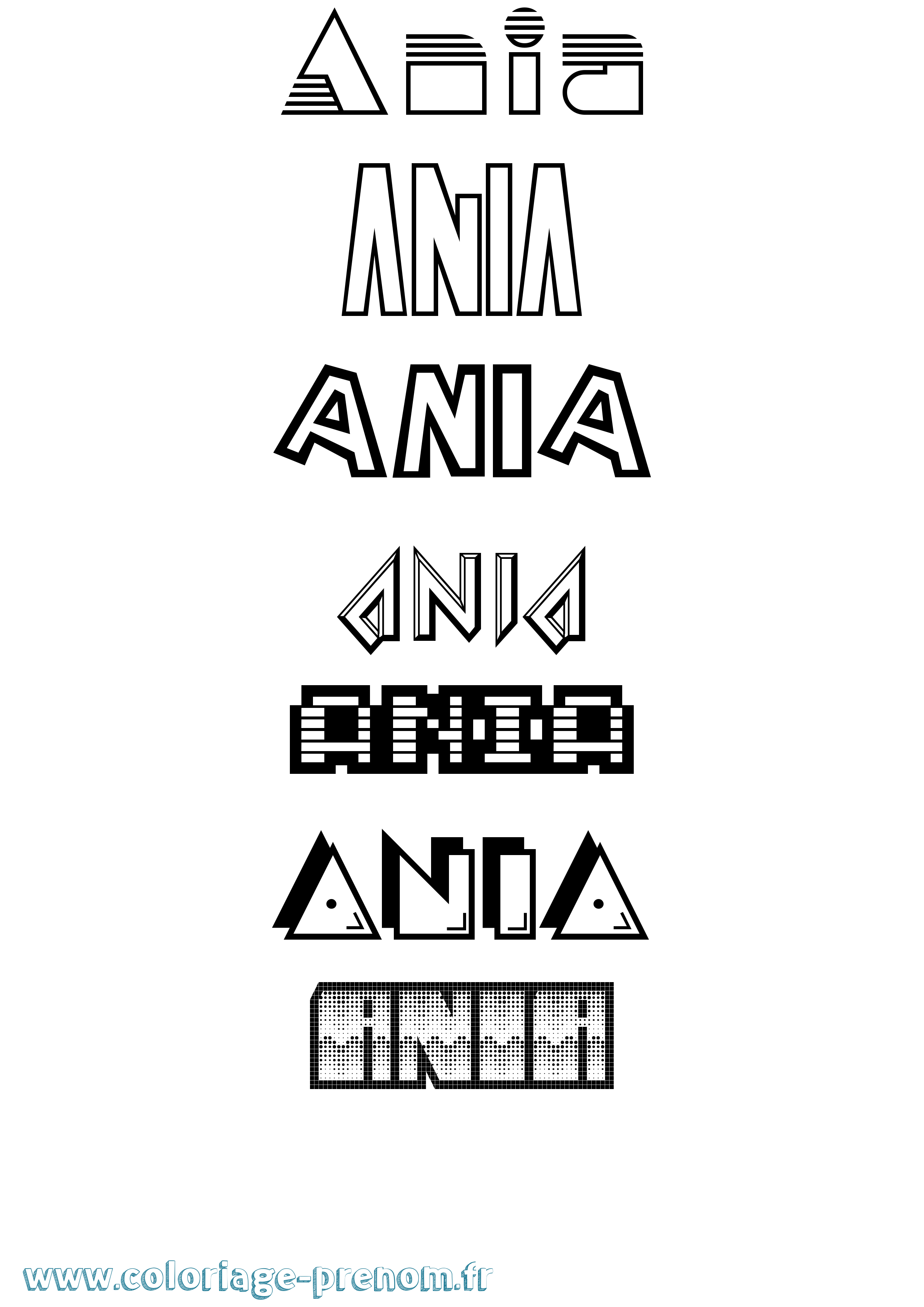 Coloriage prénom Ania Jeux Vidéos