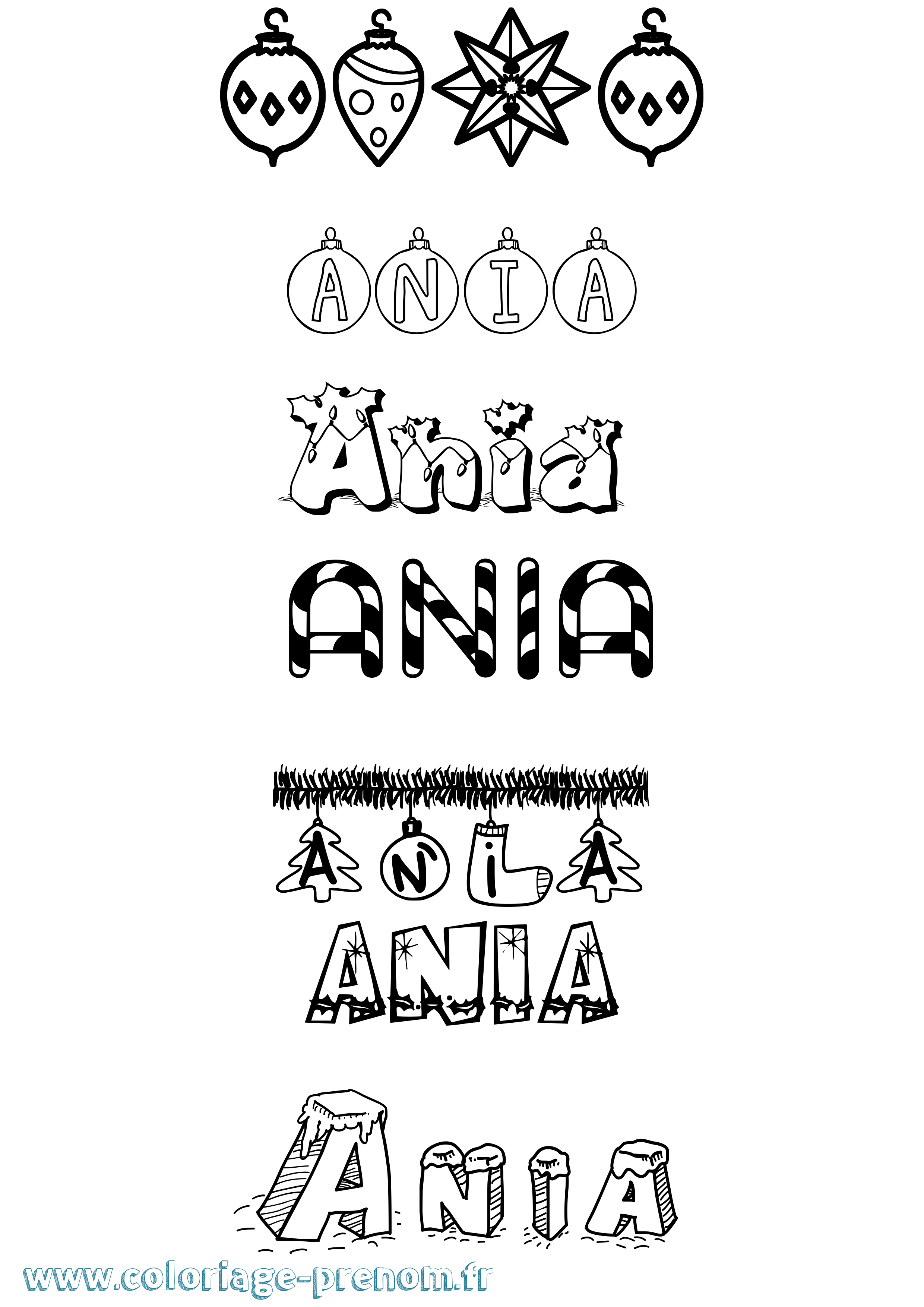 Coloriage prénom Ania Noël