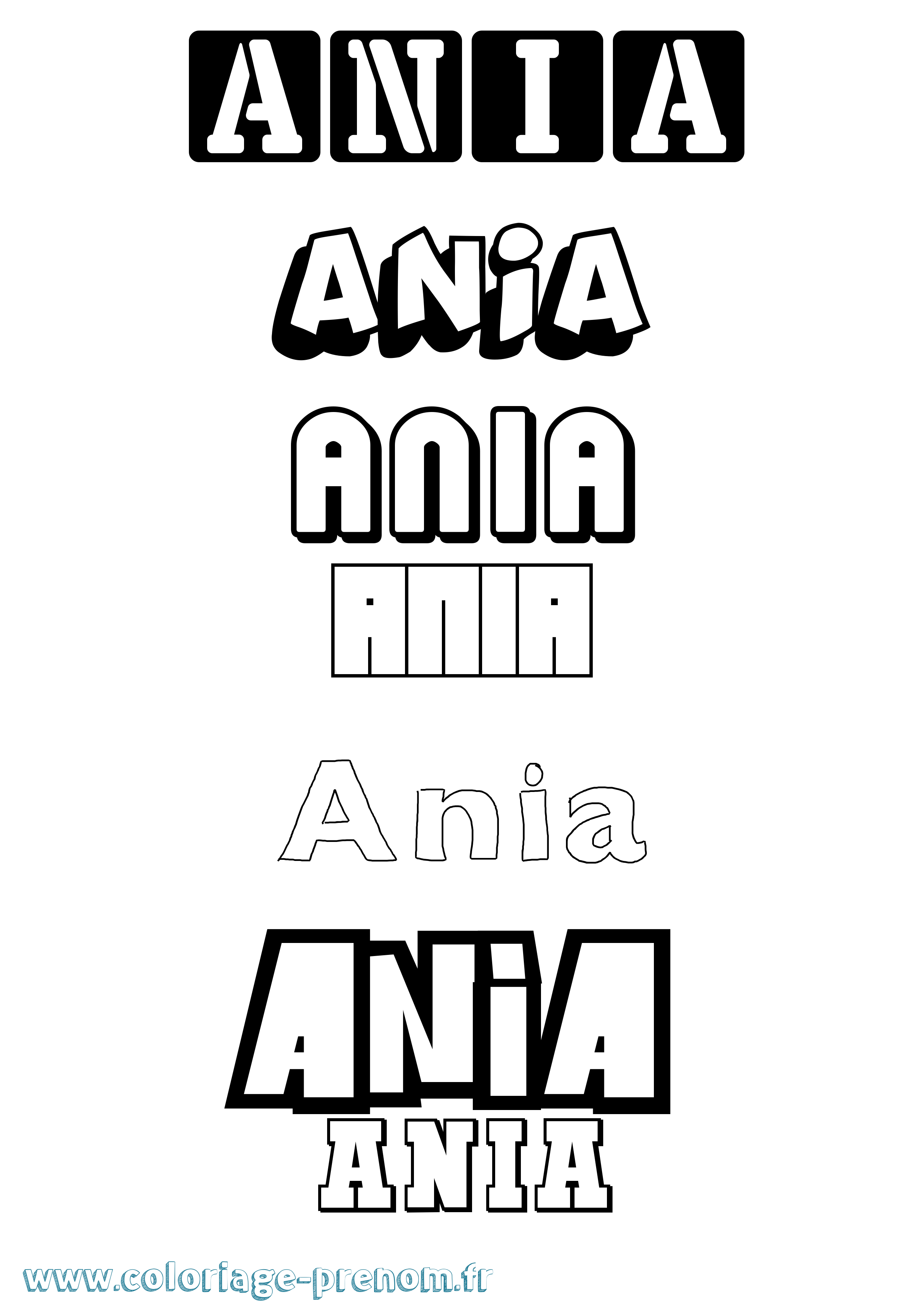 Coloriage prénom Ania Simple