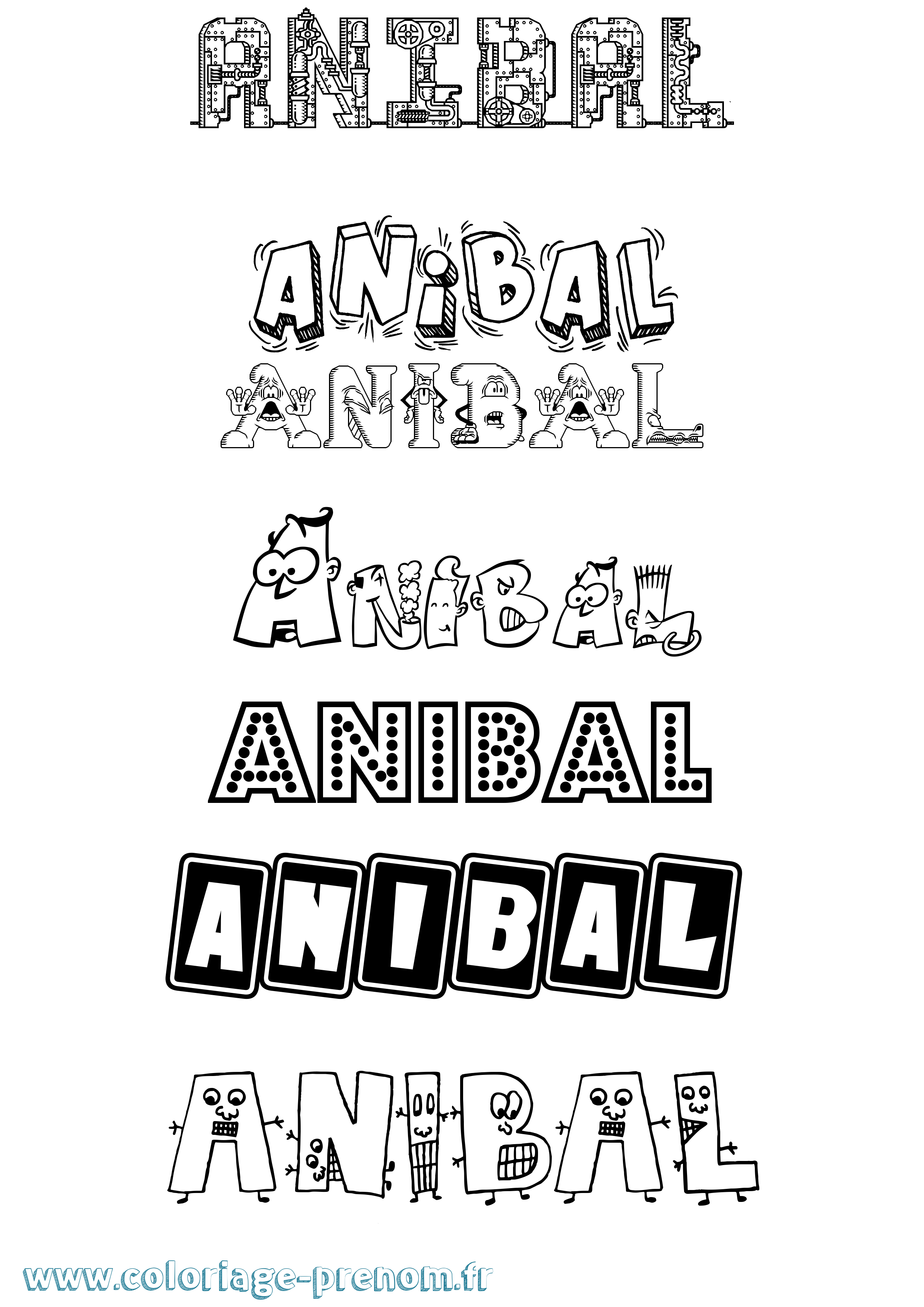 Coloriage prénom Anibal Fun