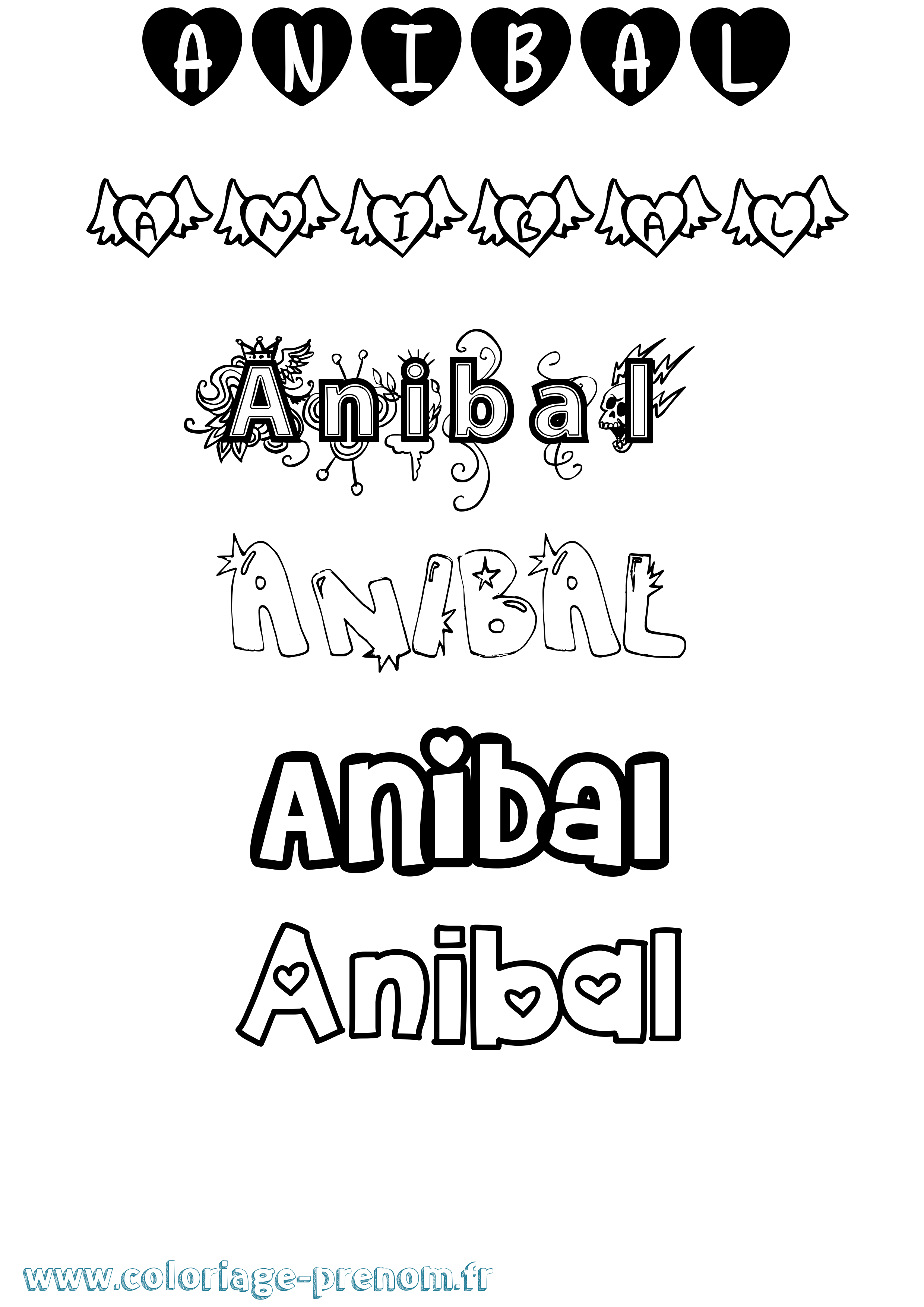 Coloriage prénom Anibal Girly