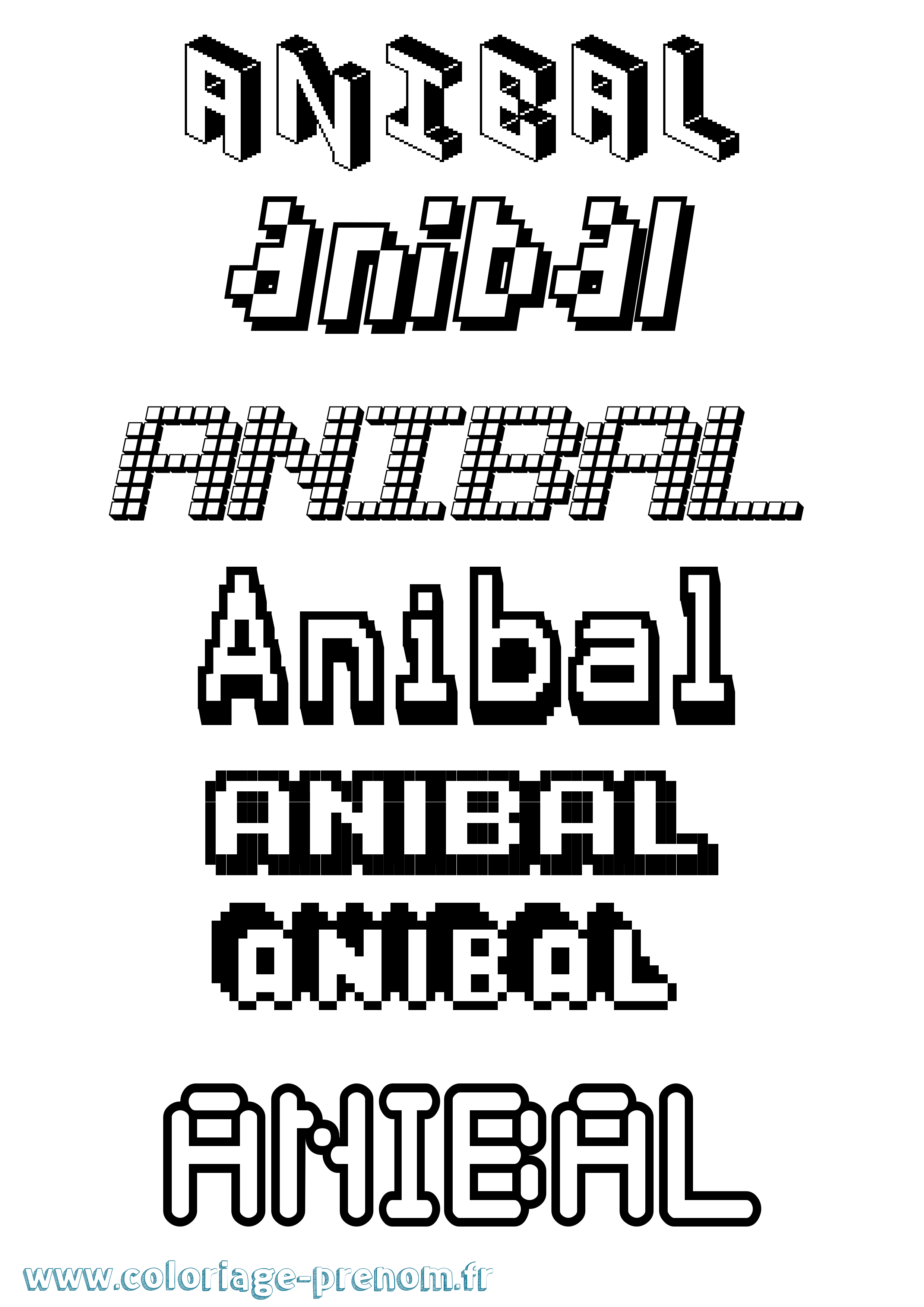 Coloriage prénom Anibal Pixel