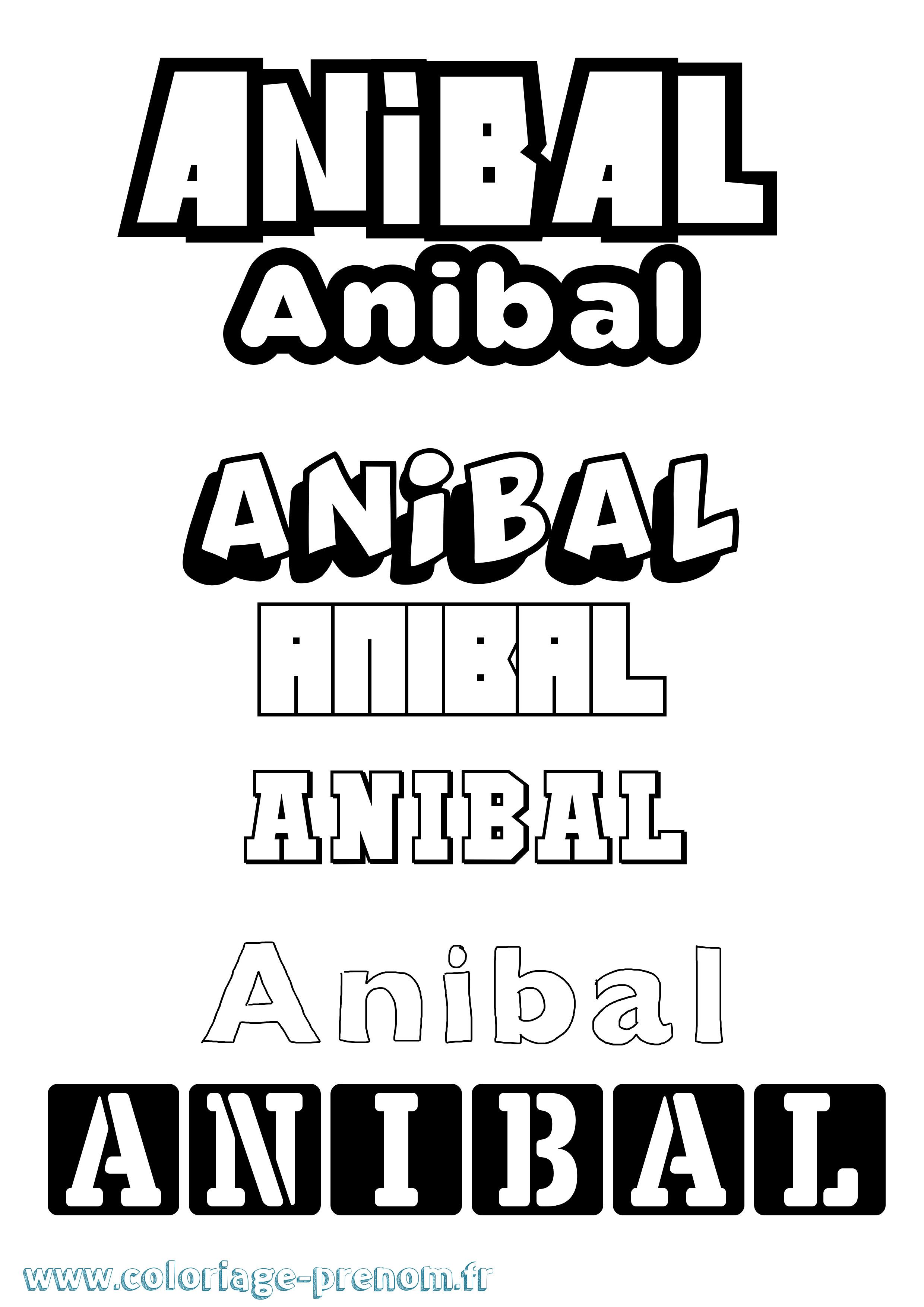 Coloriage prénom Anibal Simple