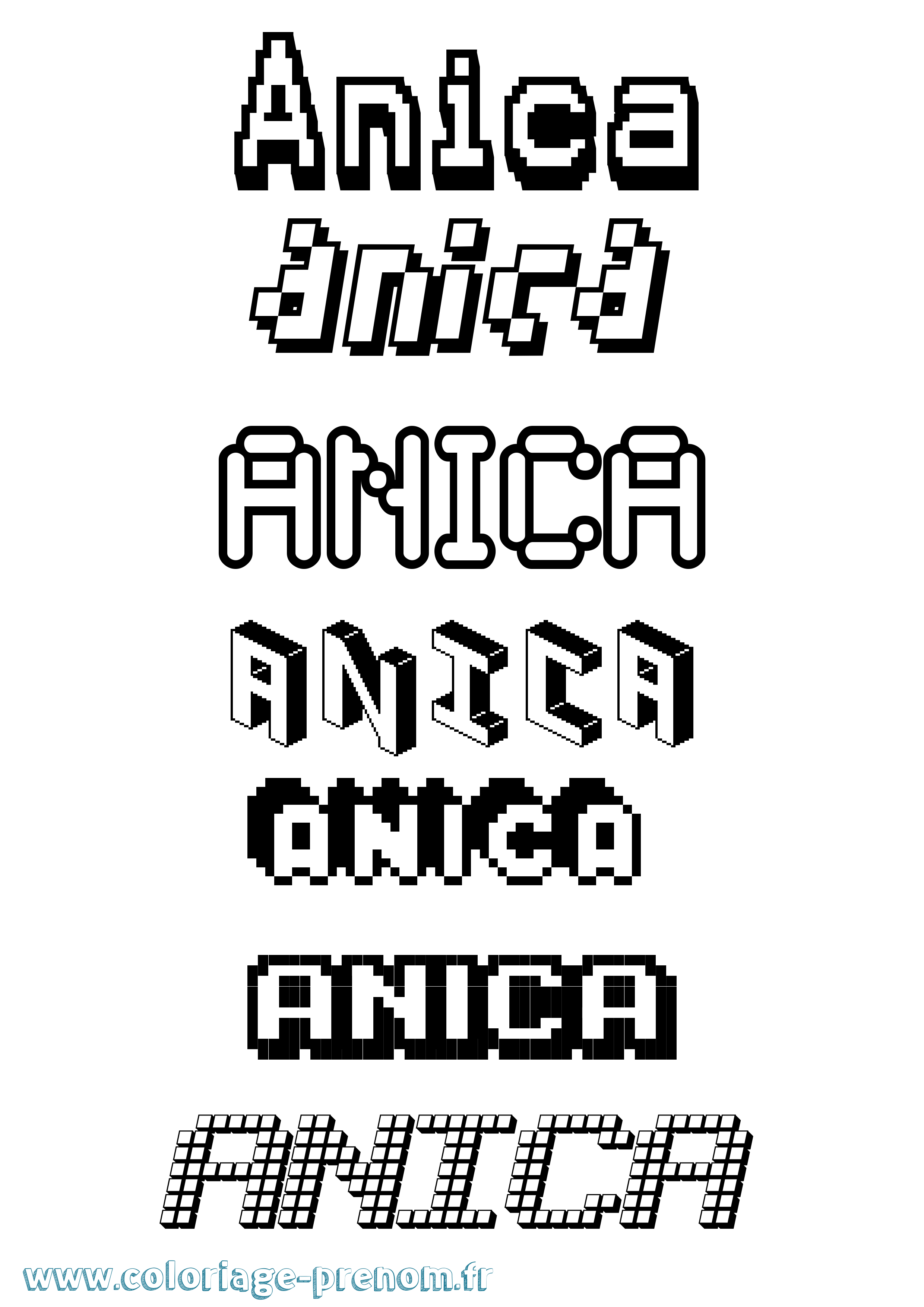 Coloriage prénom Anica Pixel