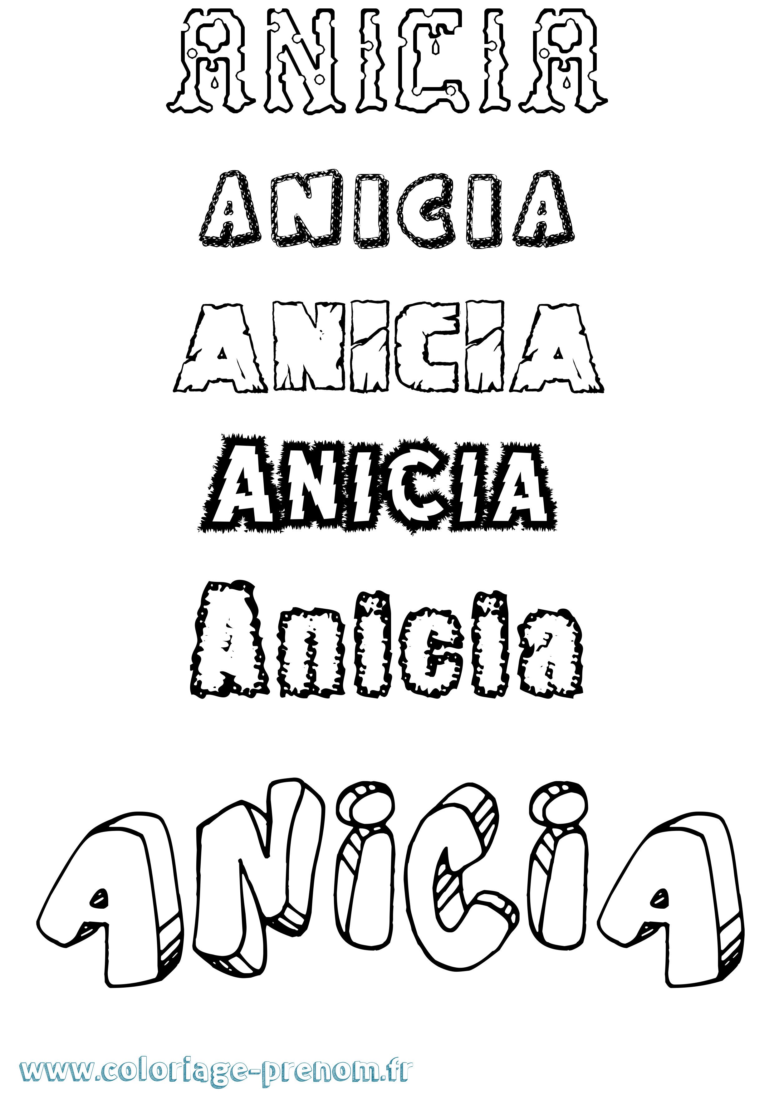 Coloriage prénom Anicia Destructuré