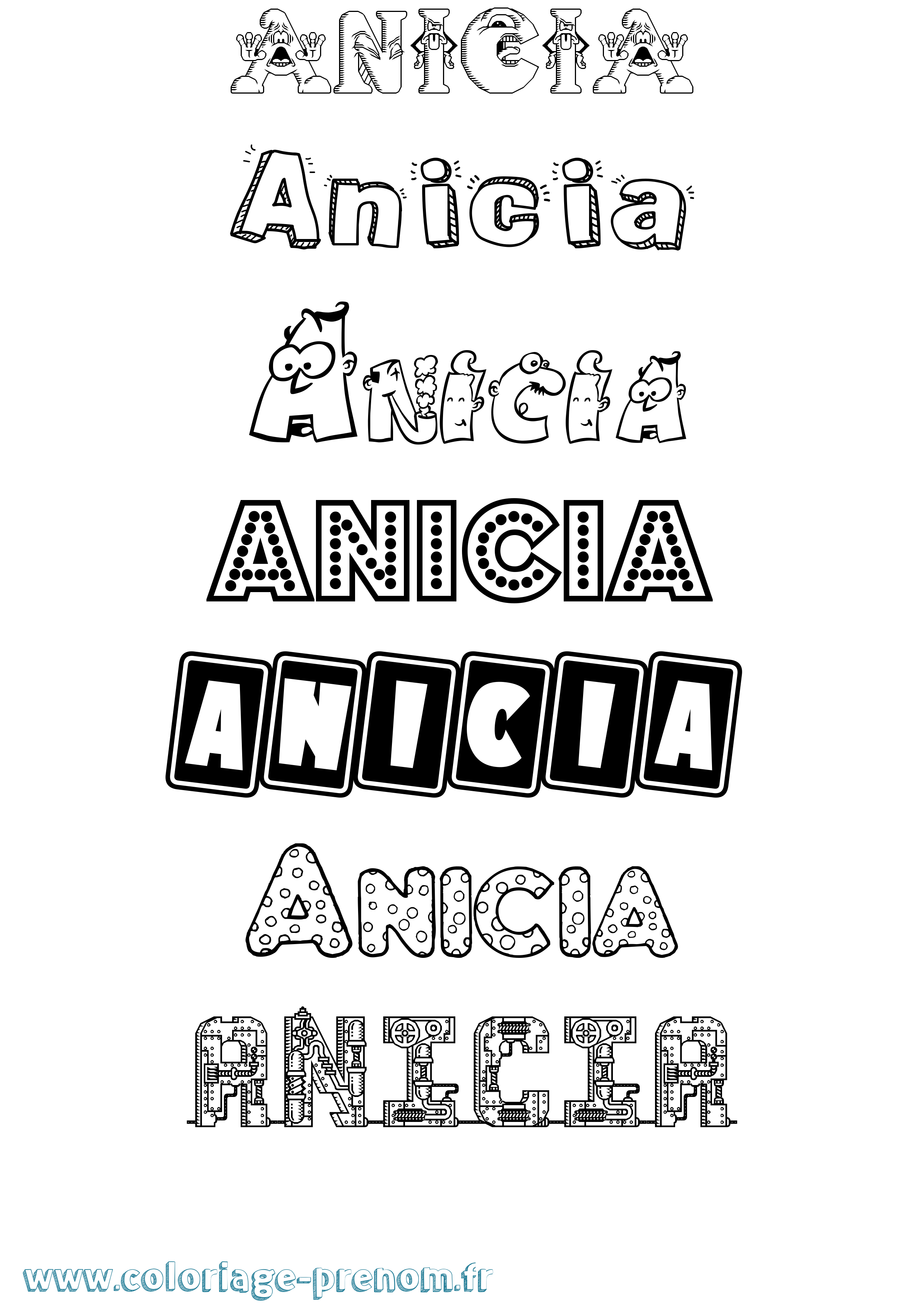 Coloriage prénom Anicia Fun