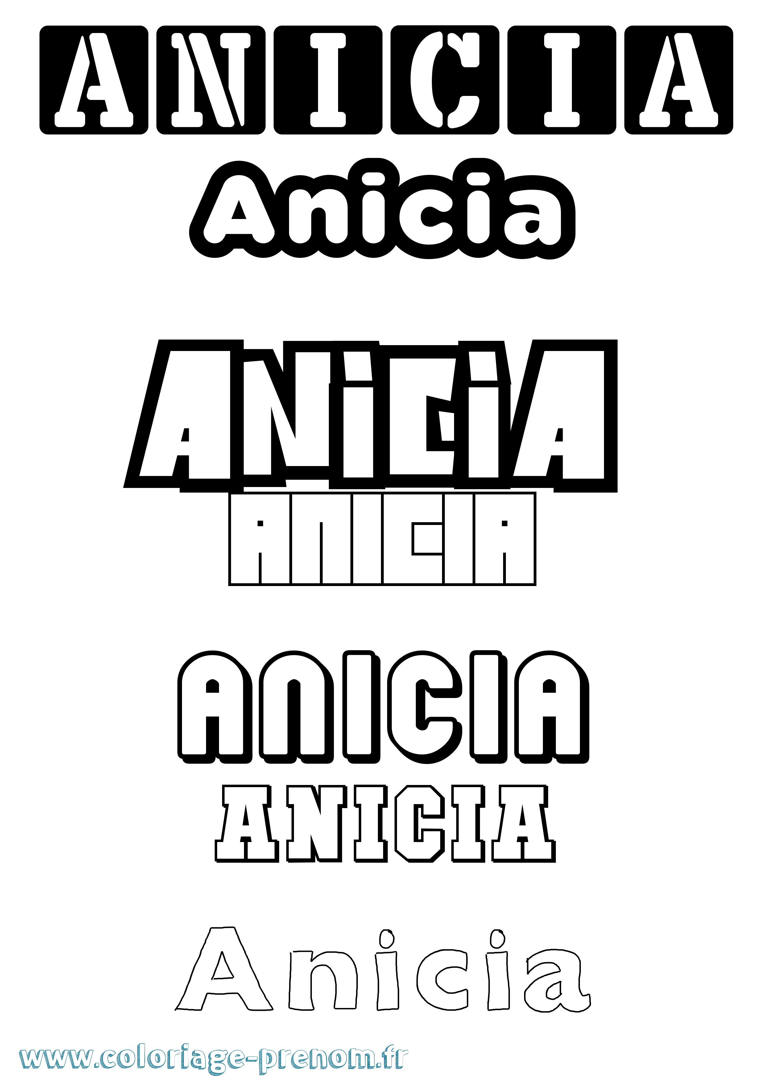 Coloriage prénom Anicia Simple
