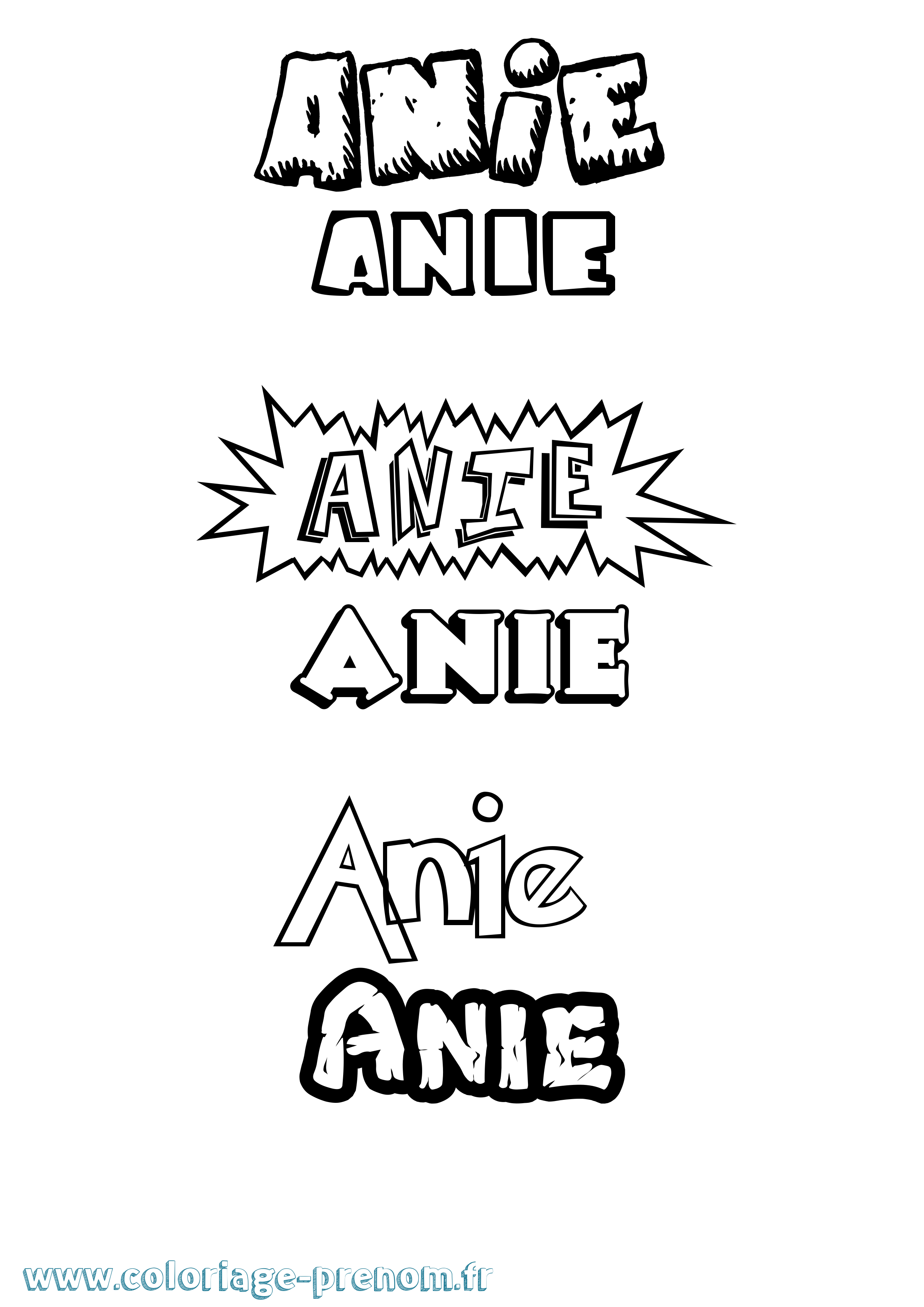 Coloriage prénom Anie Dessin Animé