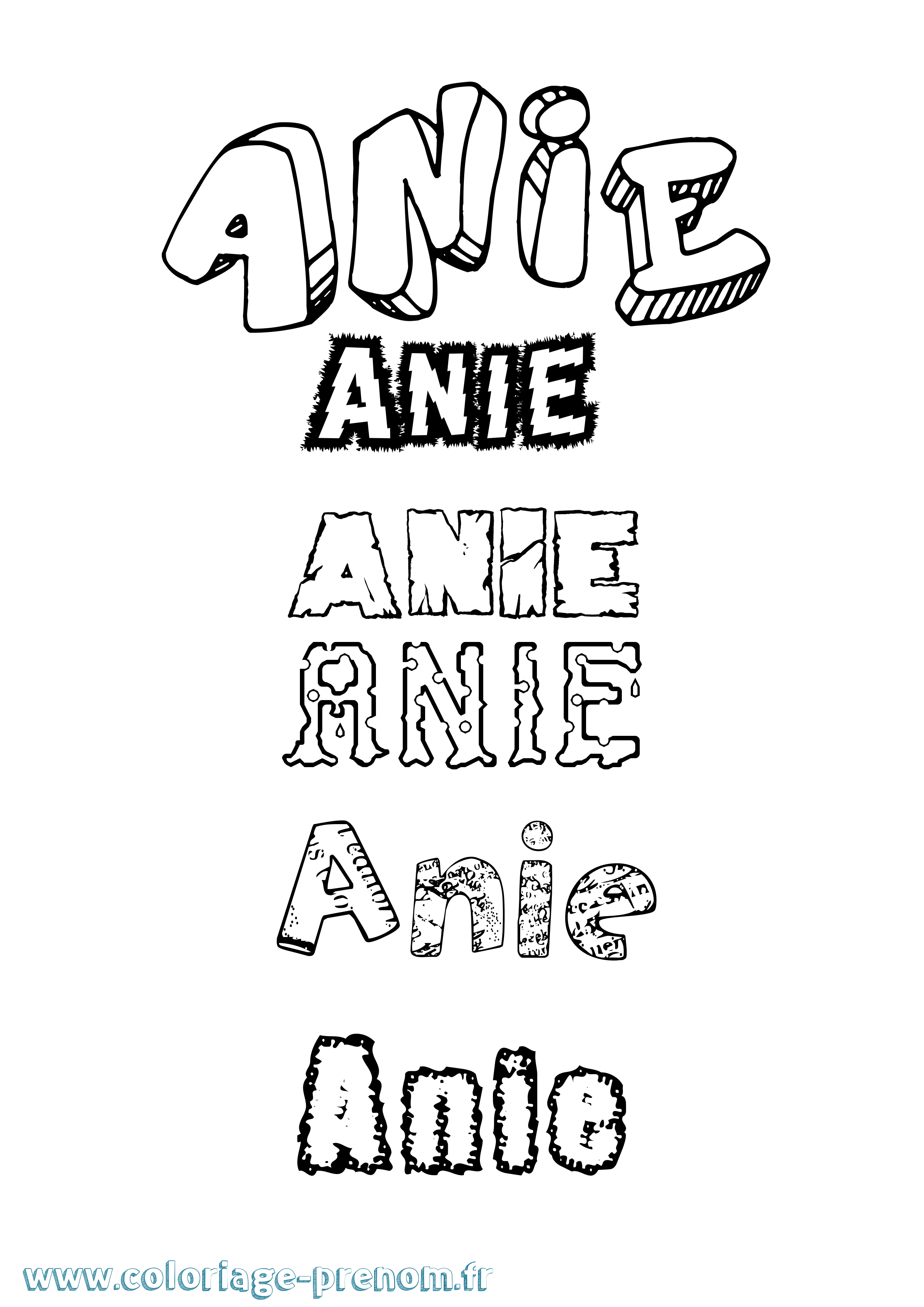Coloriage prénom Anie Destructuré