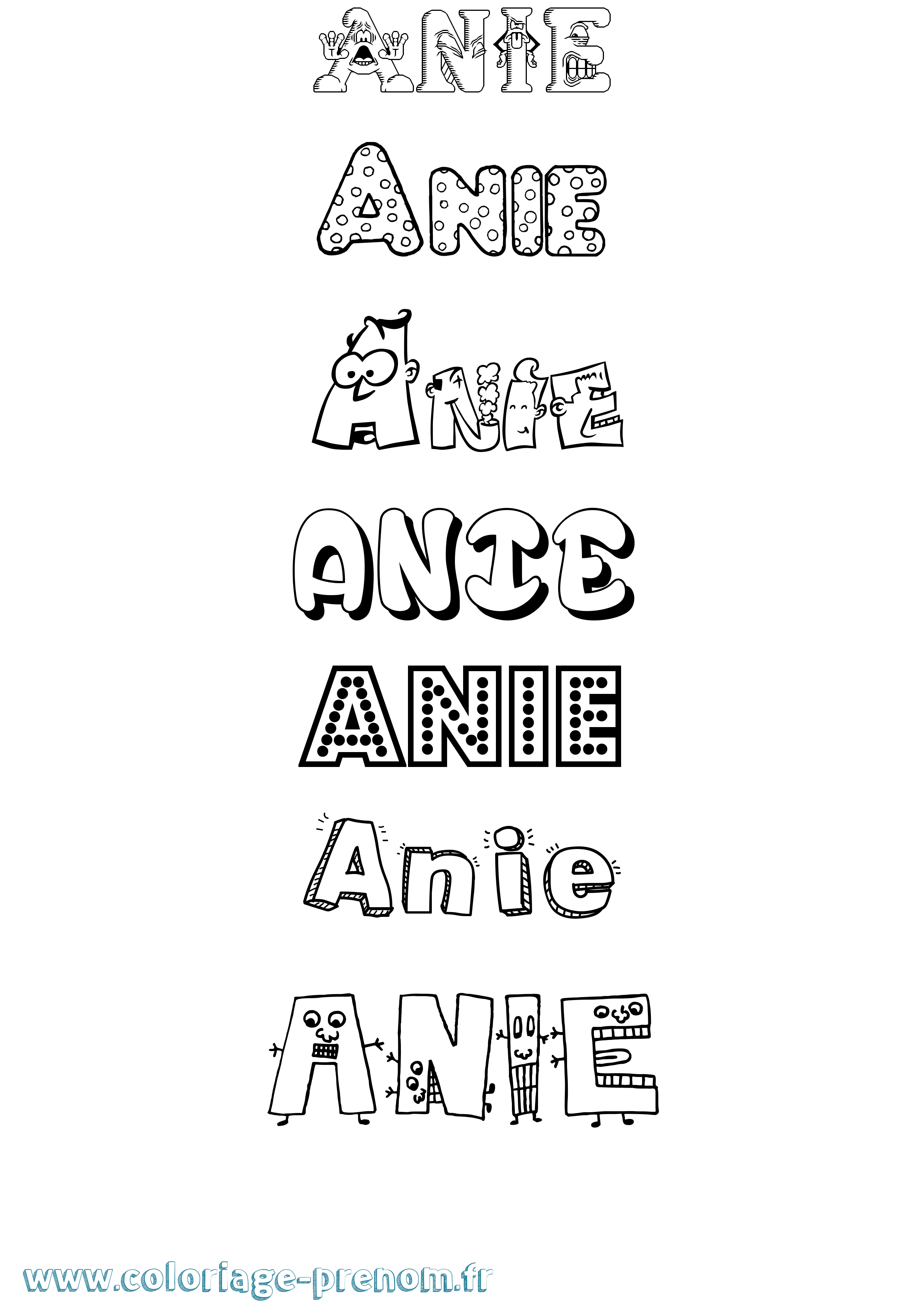 Coloriage prénom Anie Fun