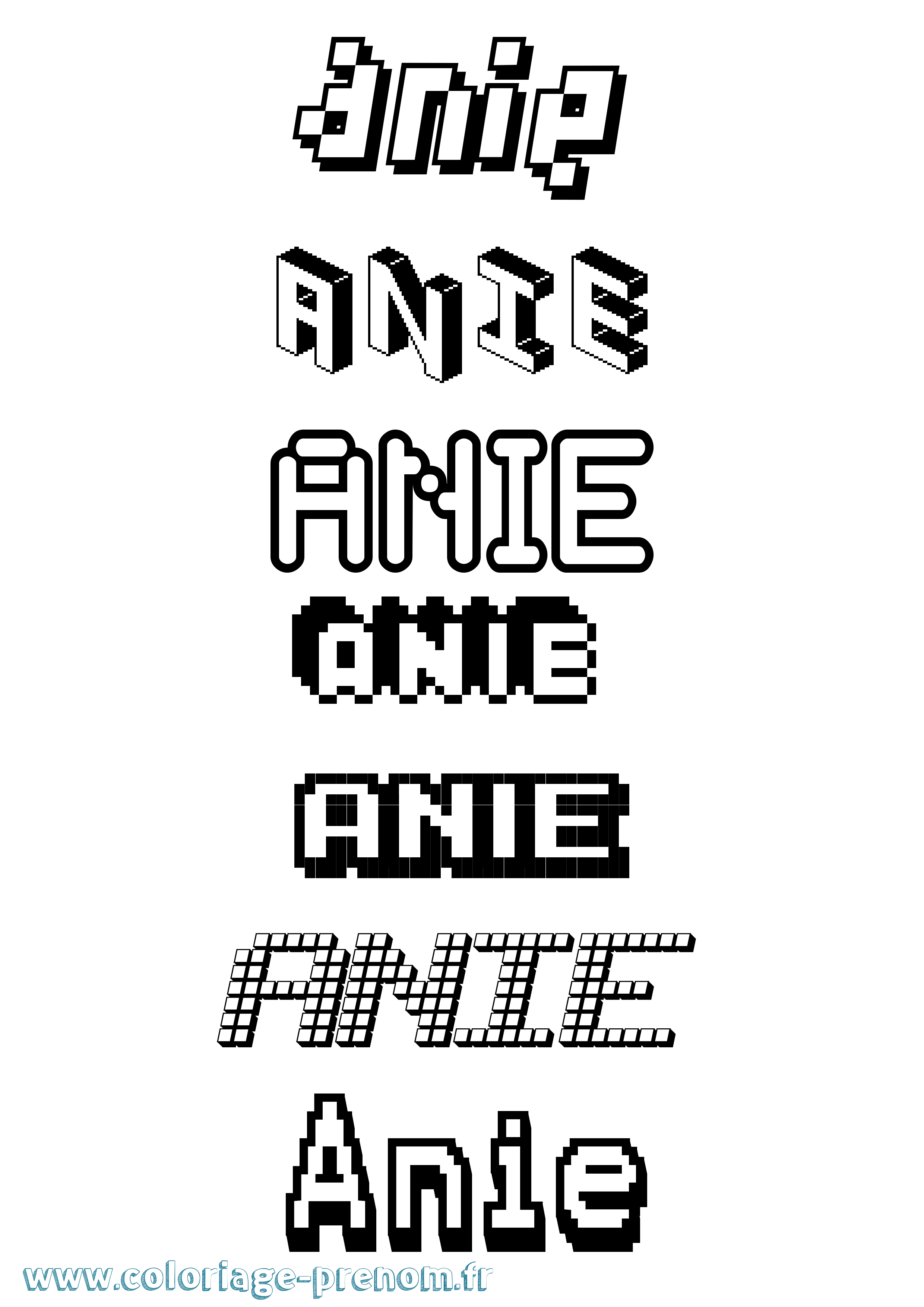Coloriage prénom Anie Pixel