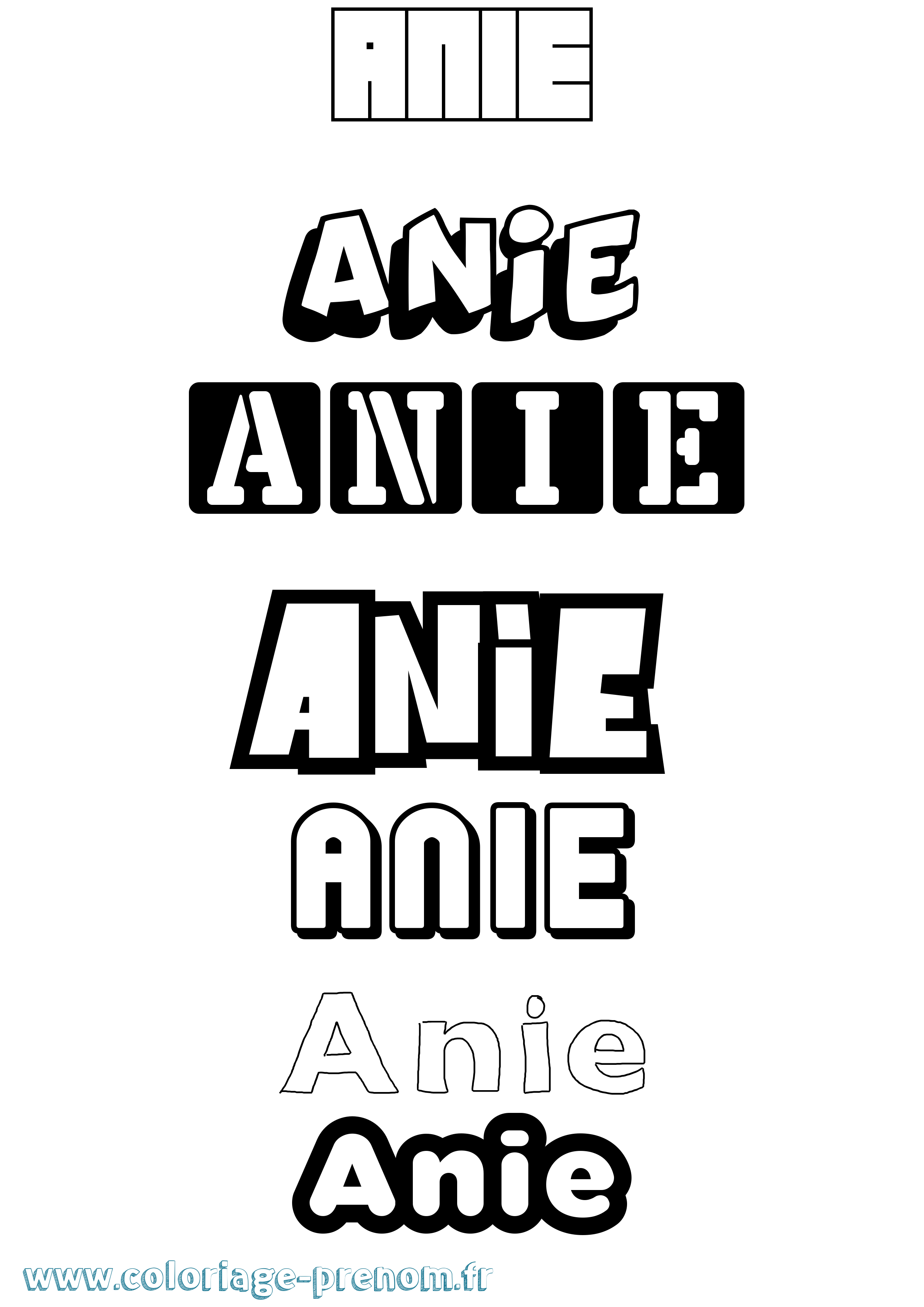 Coloriage prénom Anie Simple