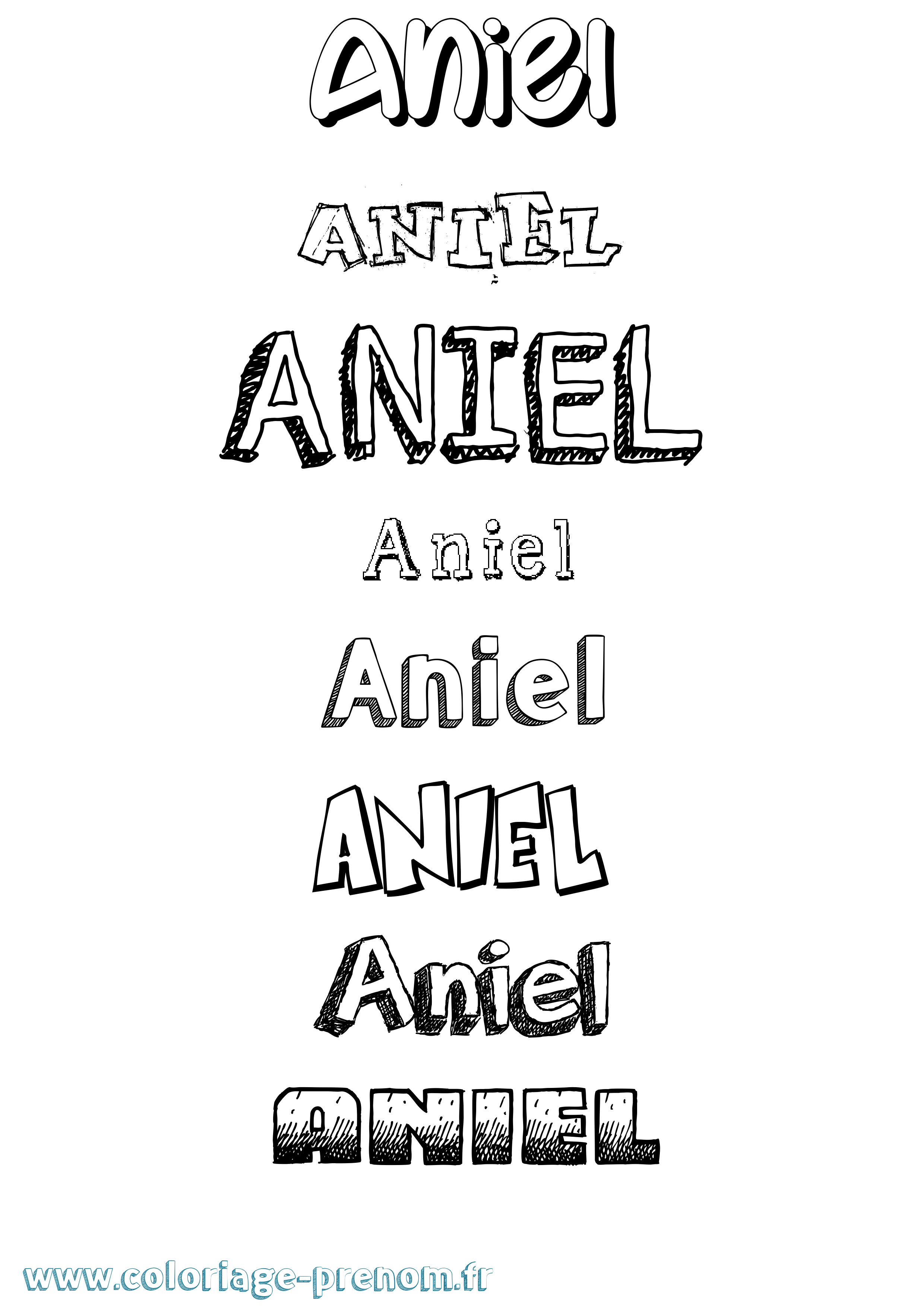 Coloriage prénom Aniel Dessiné