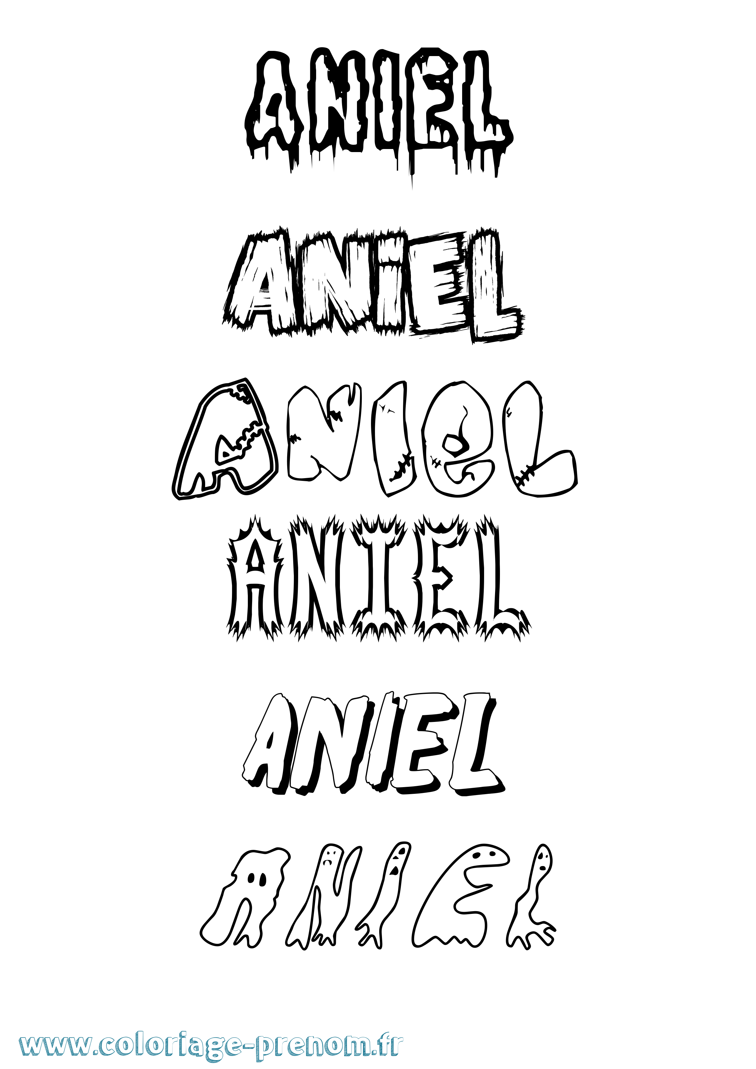 Coloriage prénom Aniel Frisson