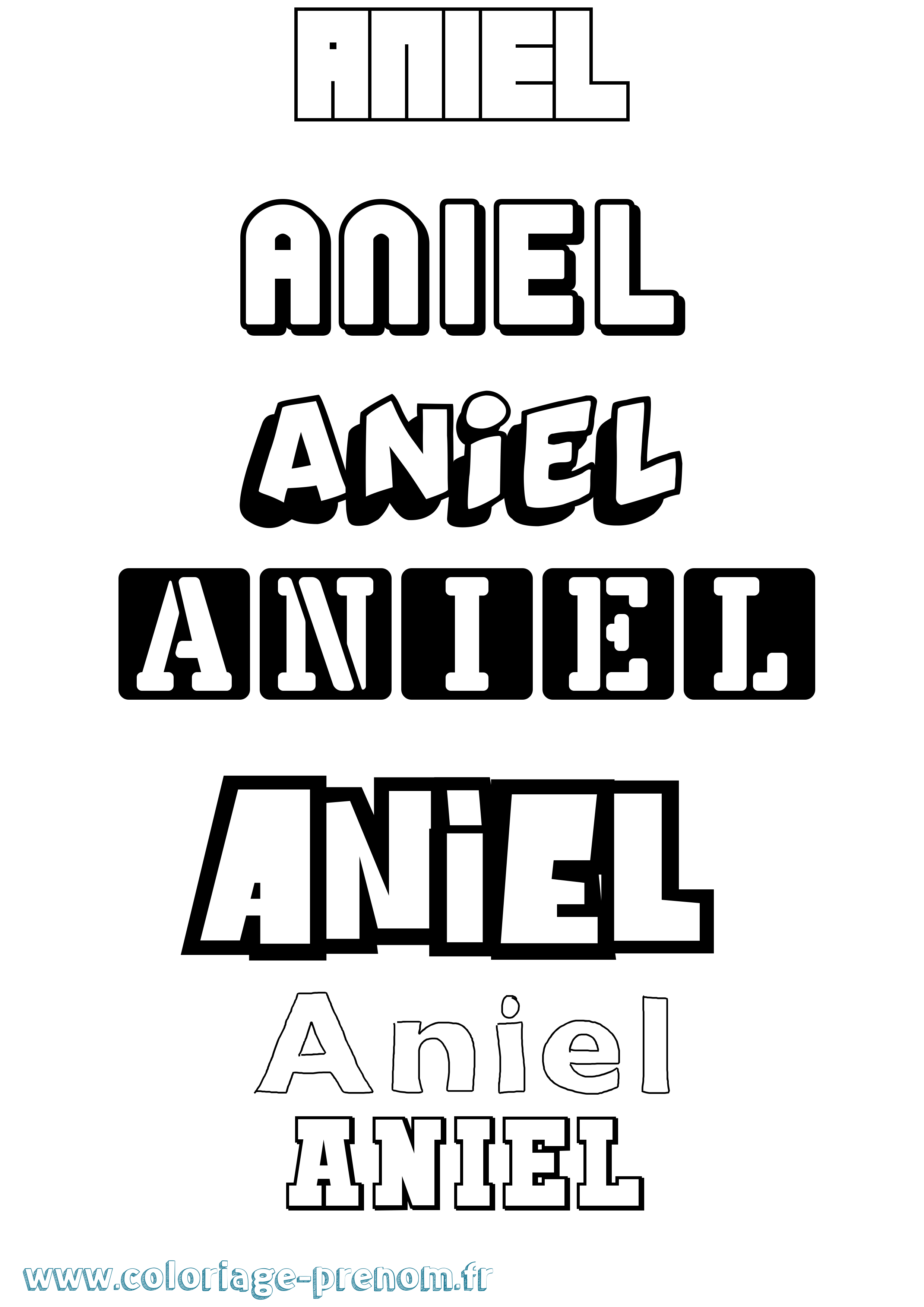 Coloriage prénom Aniel Simple