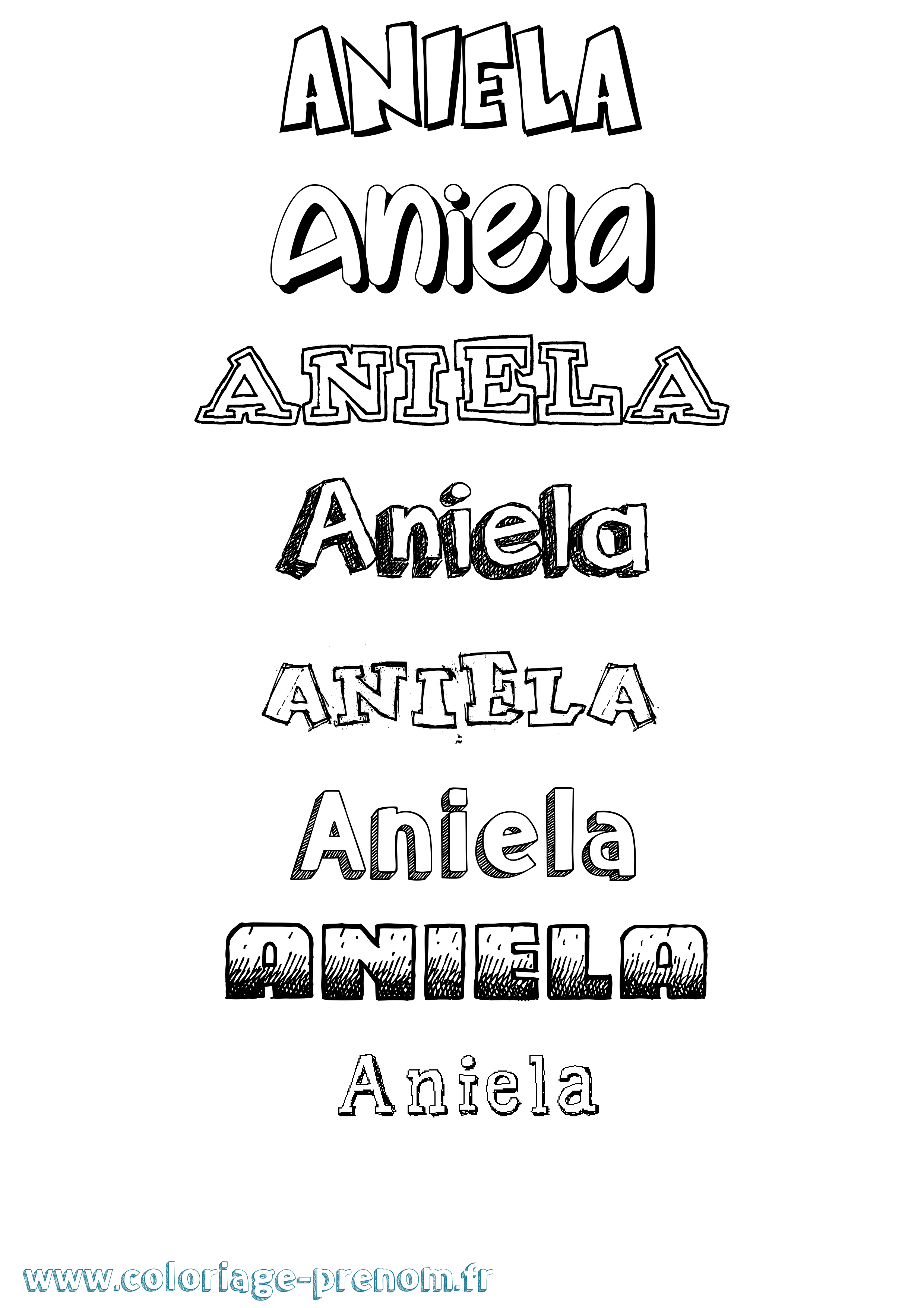 Coloriage prénom Aniela Dessiné