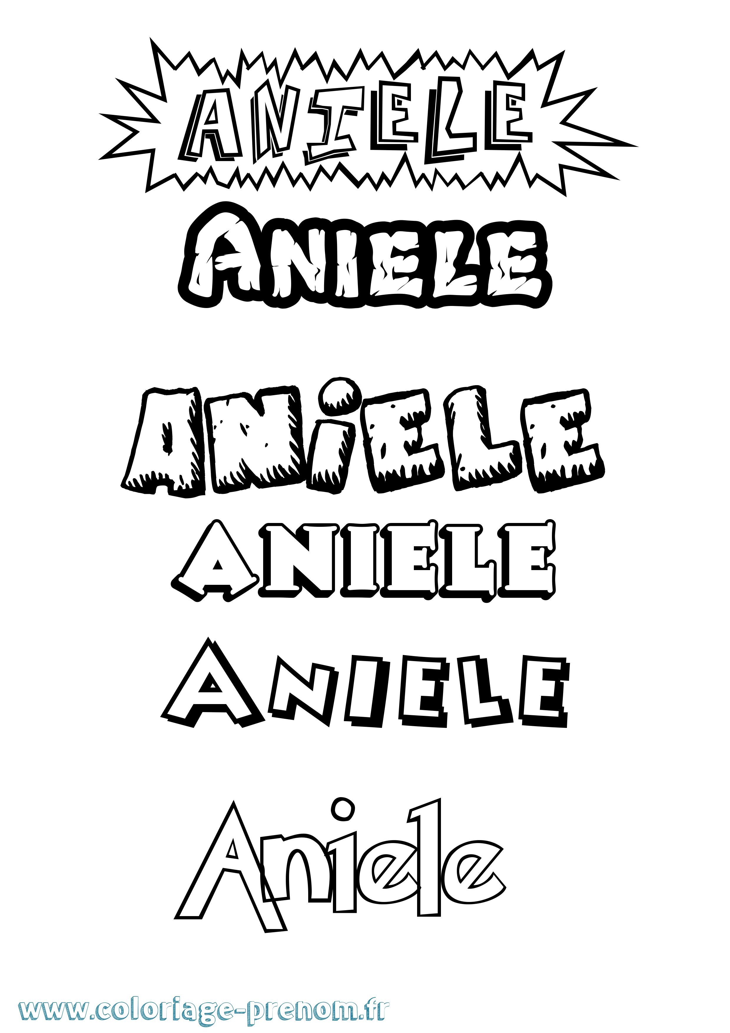 Coloriage prénom Aniele Dessin Animé