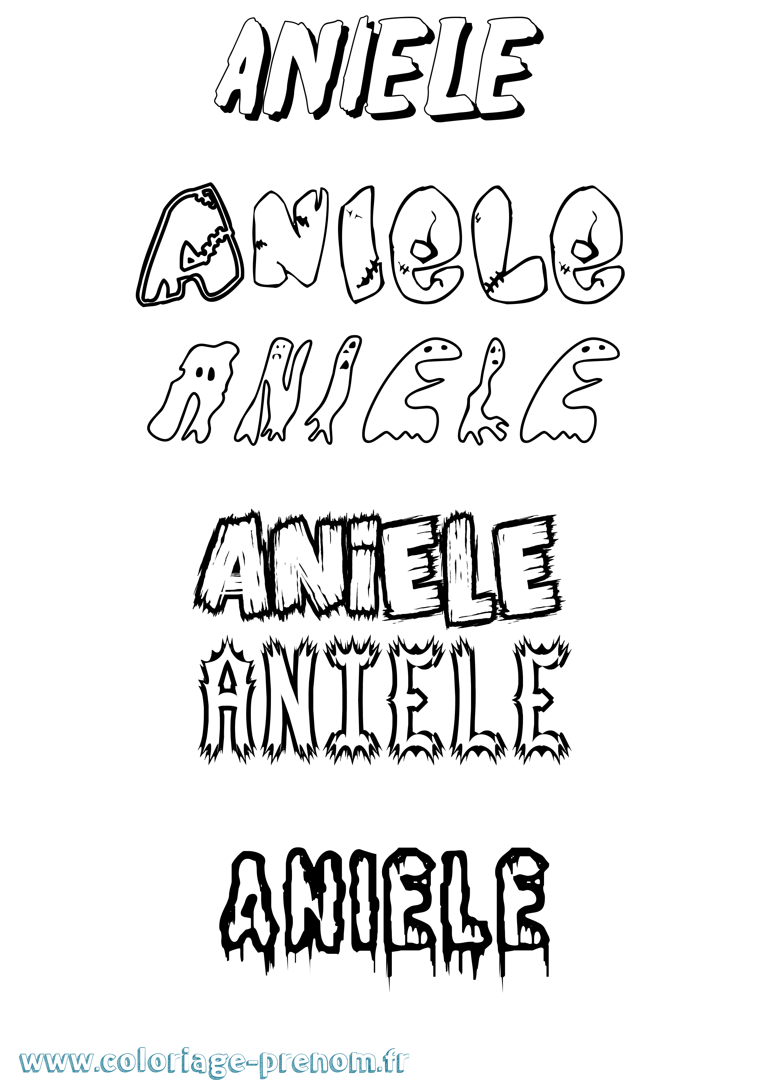 Coloriage prénom Aniele Frisson
