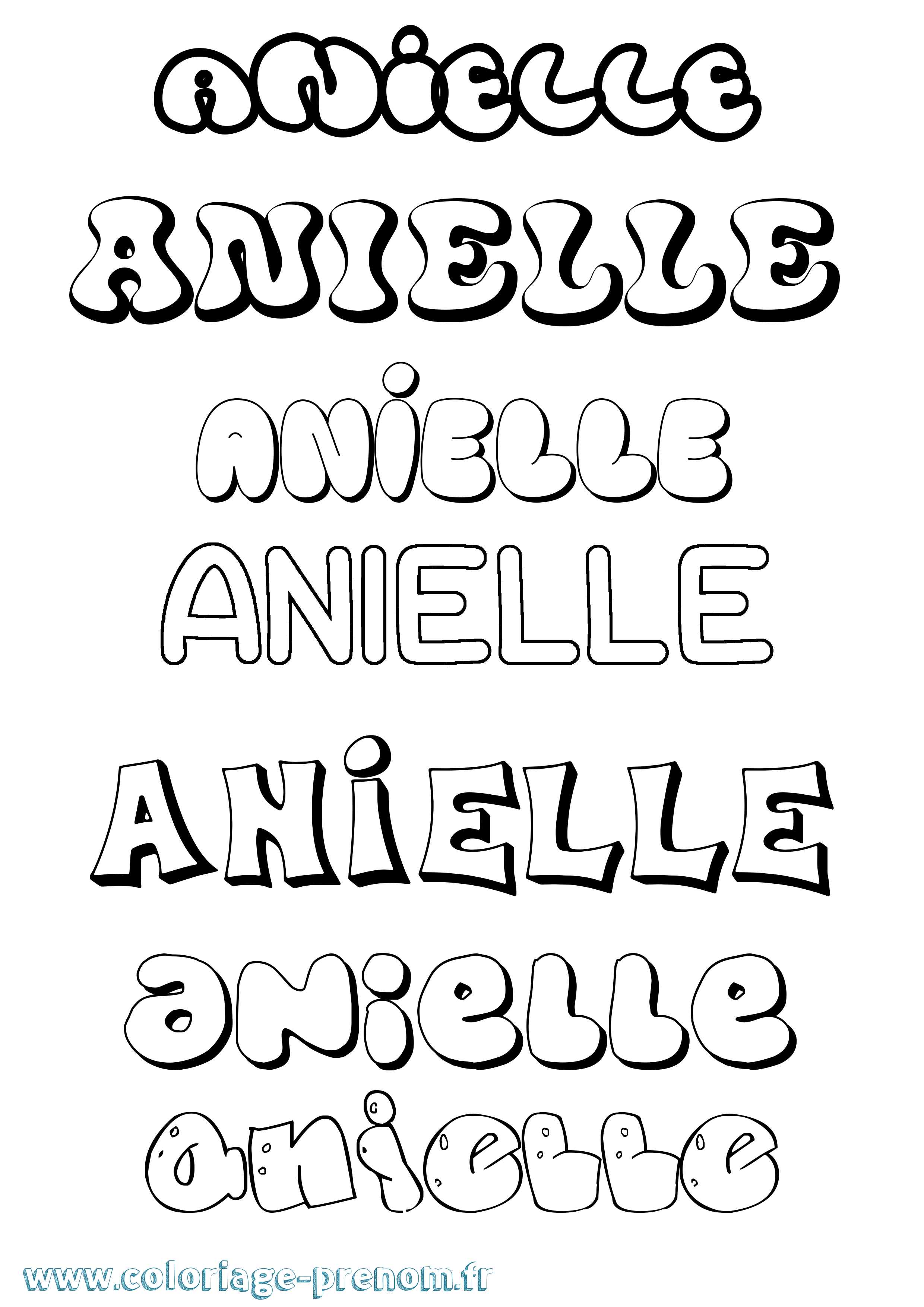 Coloriage prénom Anielle Bubble