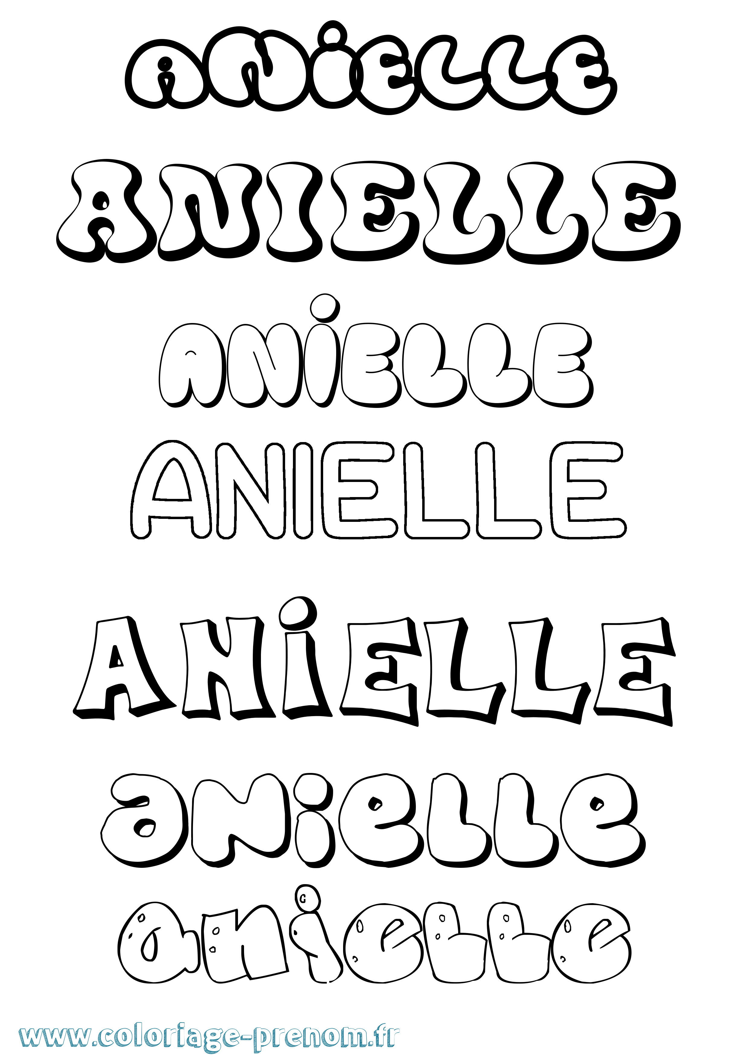 Coloriage Anielle Bubble Coloriage prénom Anielle Bubble