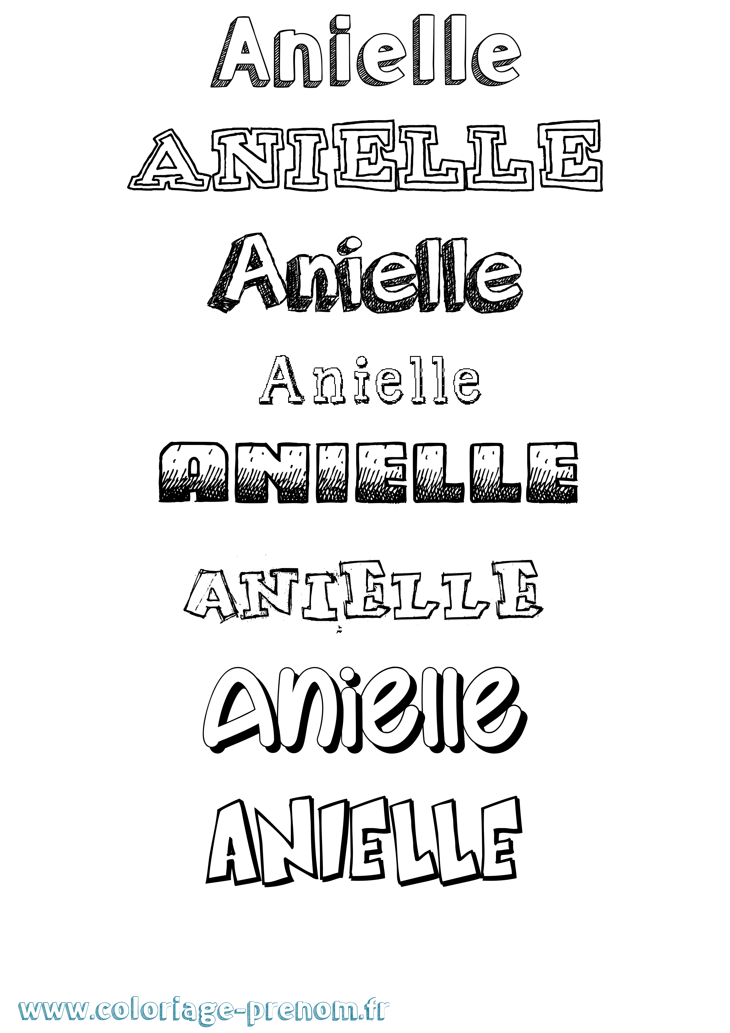 Coloriage prénom Anielle Dessiné